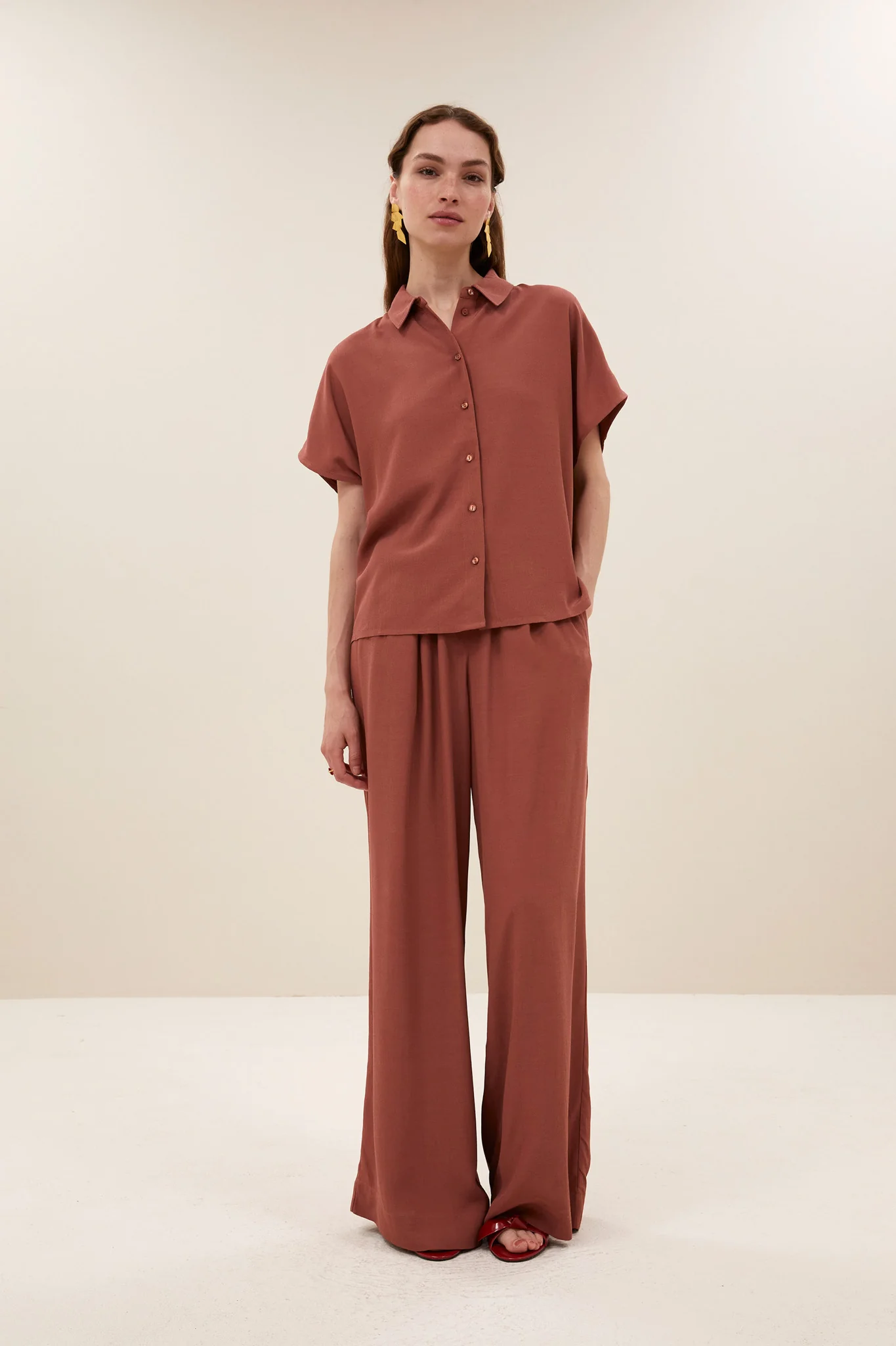 barley viscose blouse | rustic sienna - Image 3
