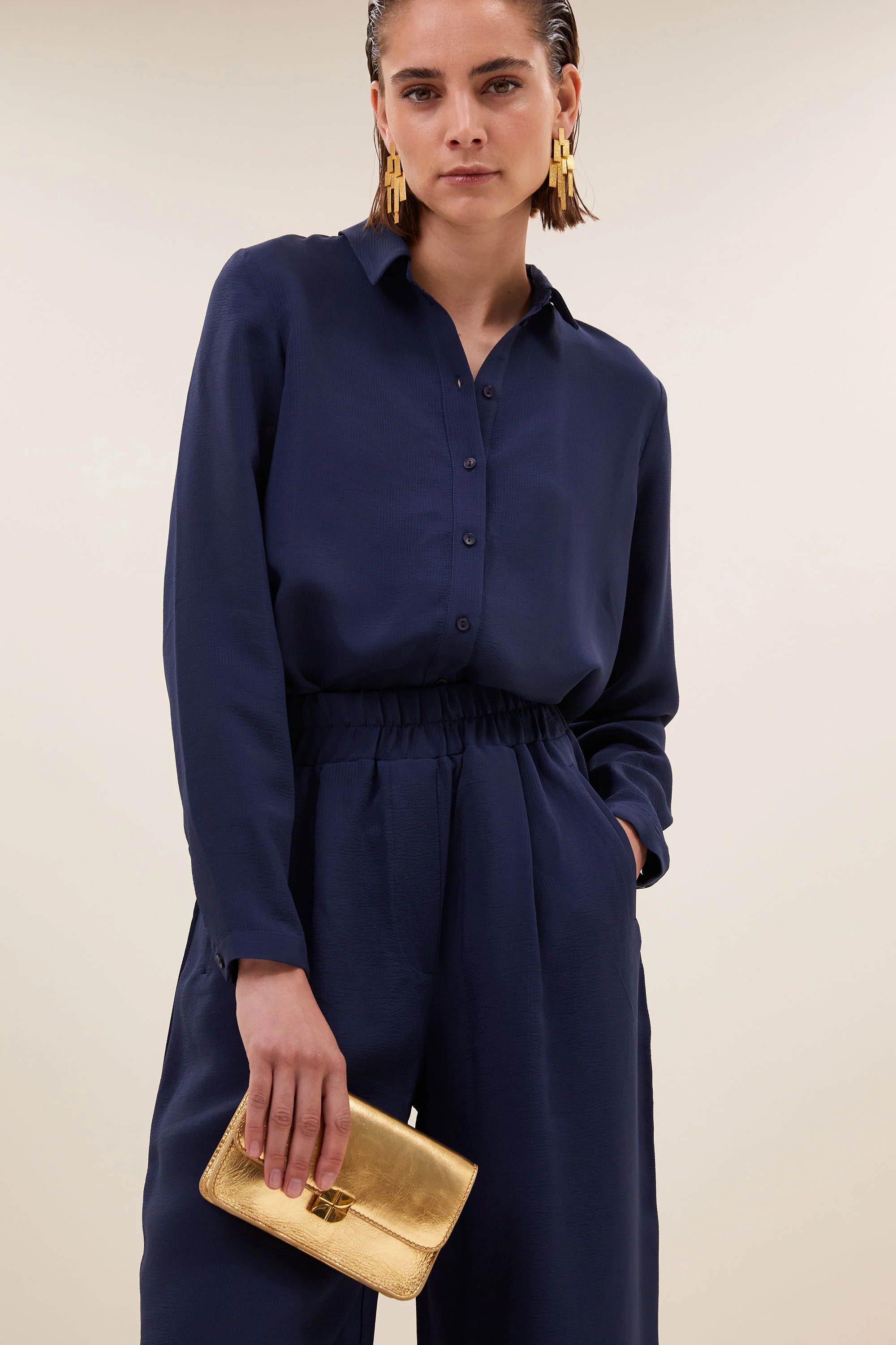 benji satin stripe pants | evening blue - Image 5
