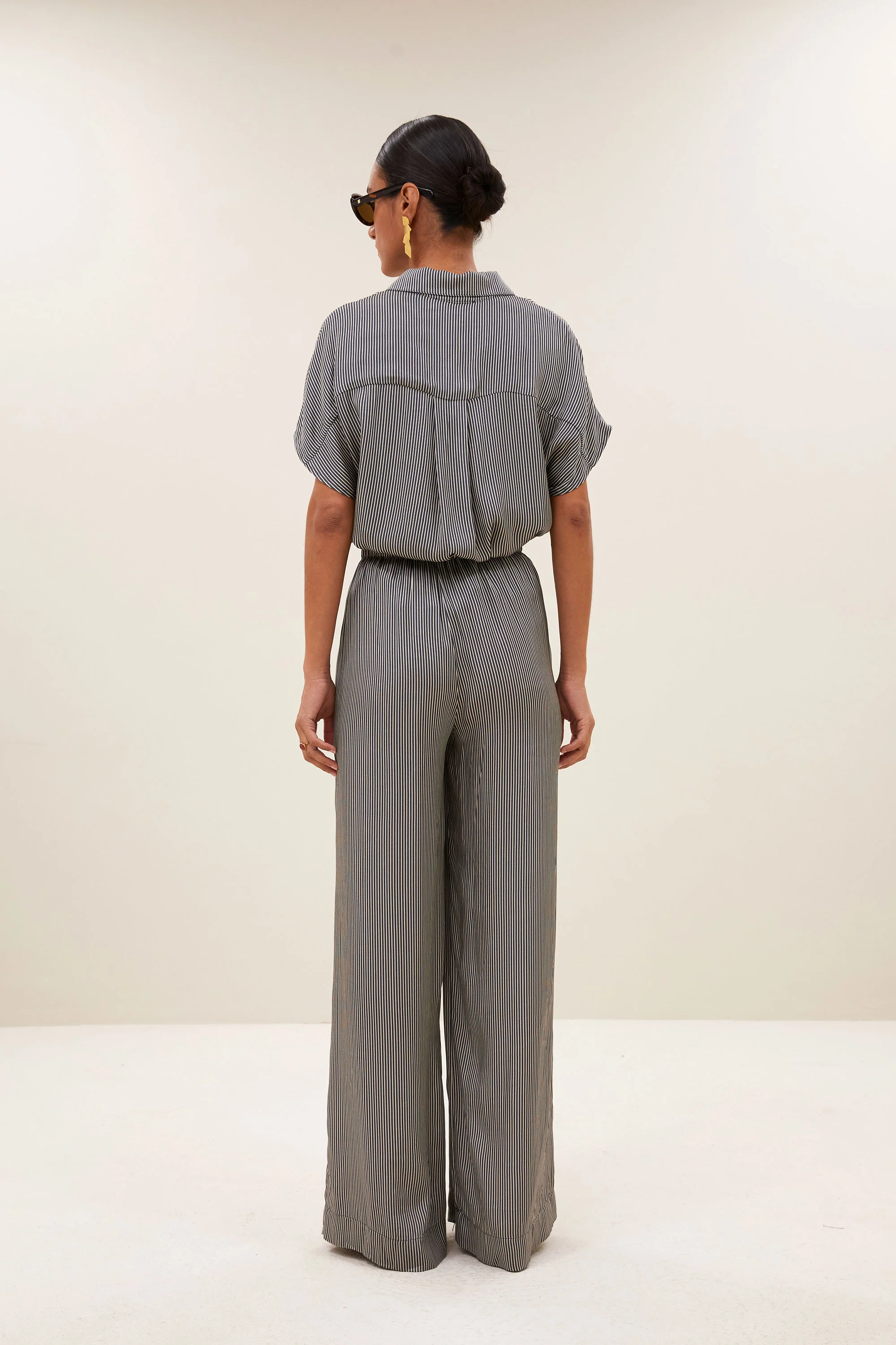 benji silky stripe pants | jet black stripe - Image 4