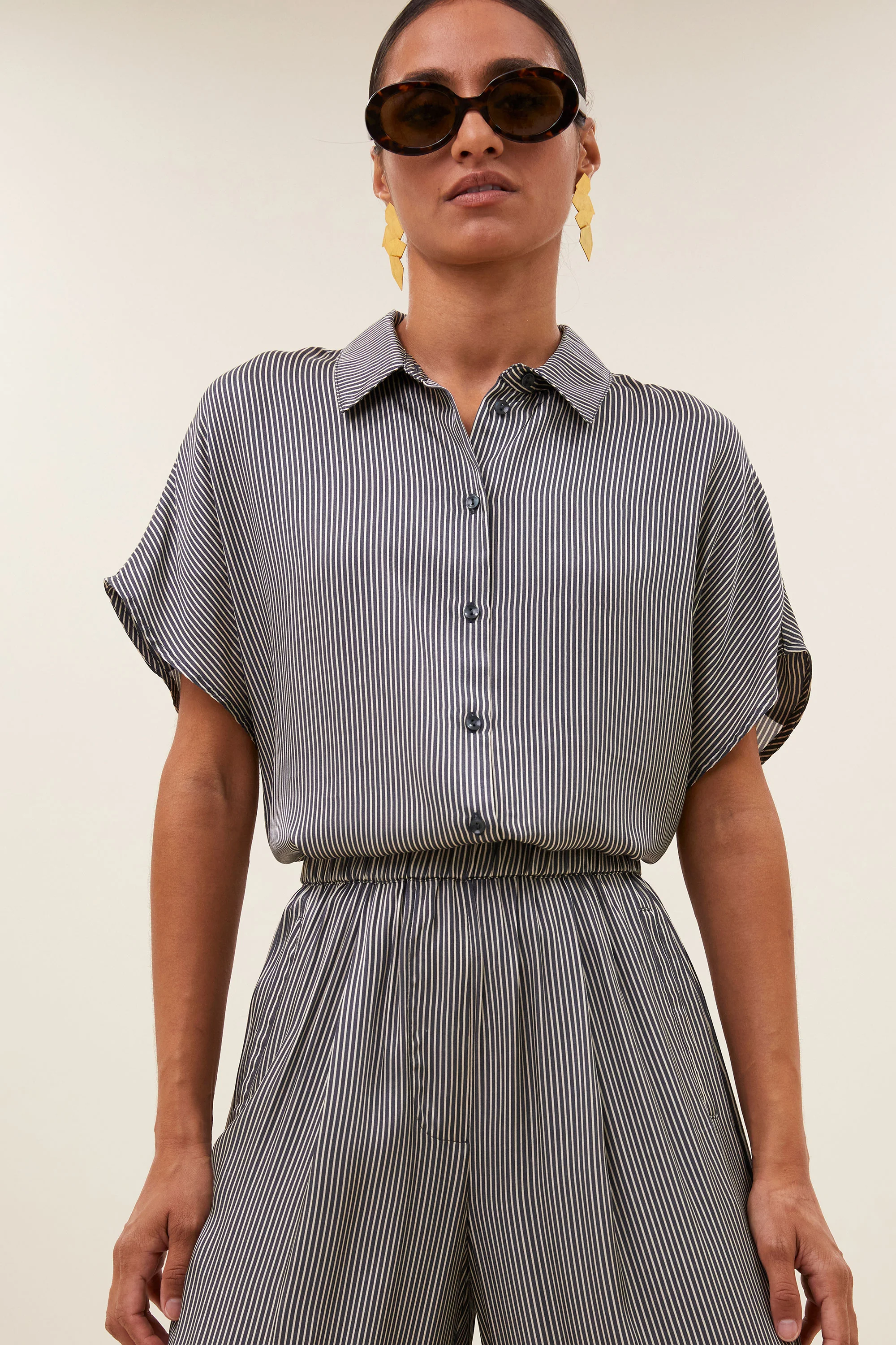 benji silky stripe pants | jet black stripe - Image 5