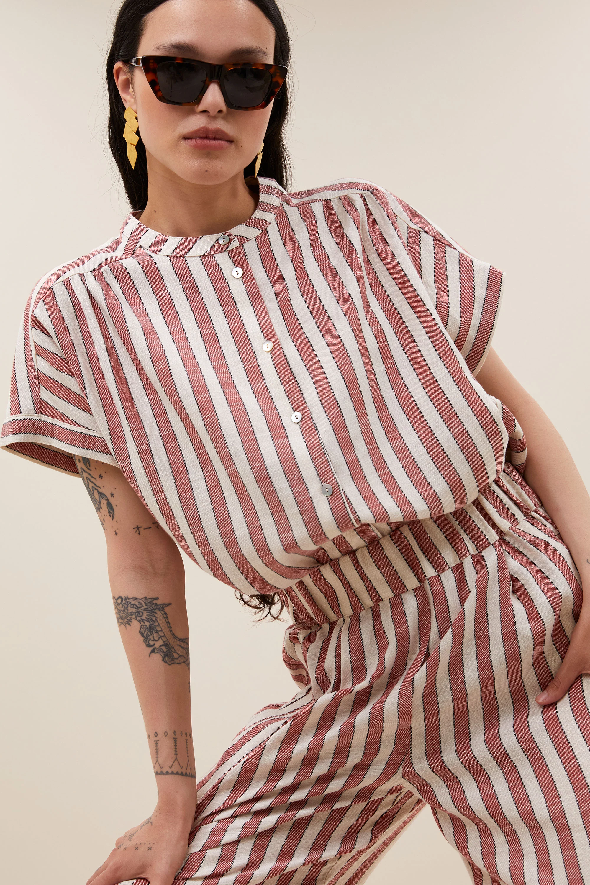 benji wide stripe pants | red stripe - Image 5