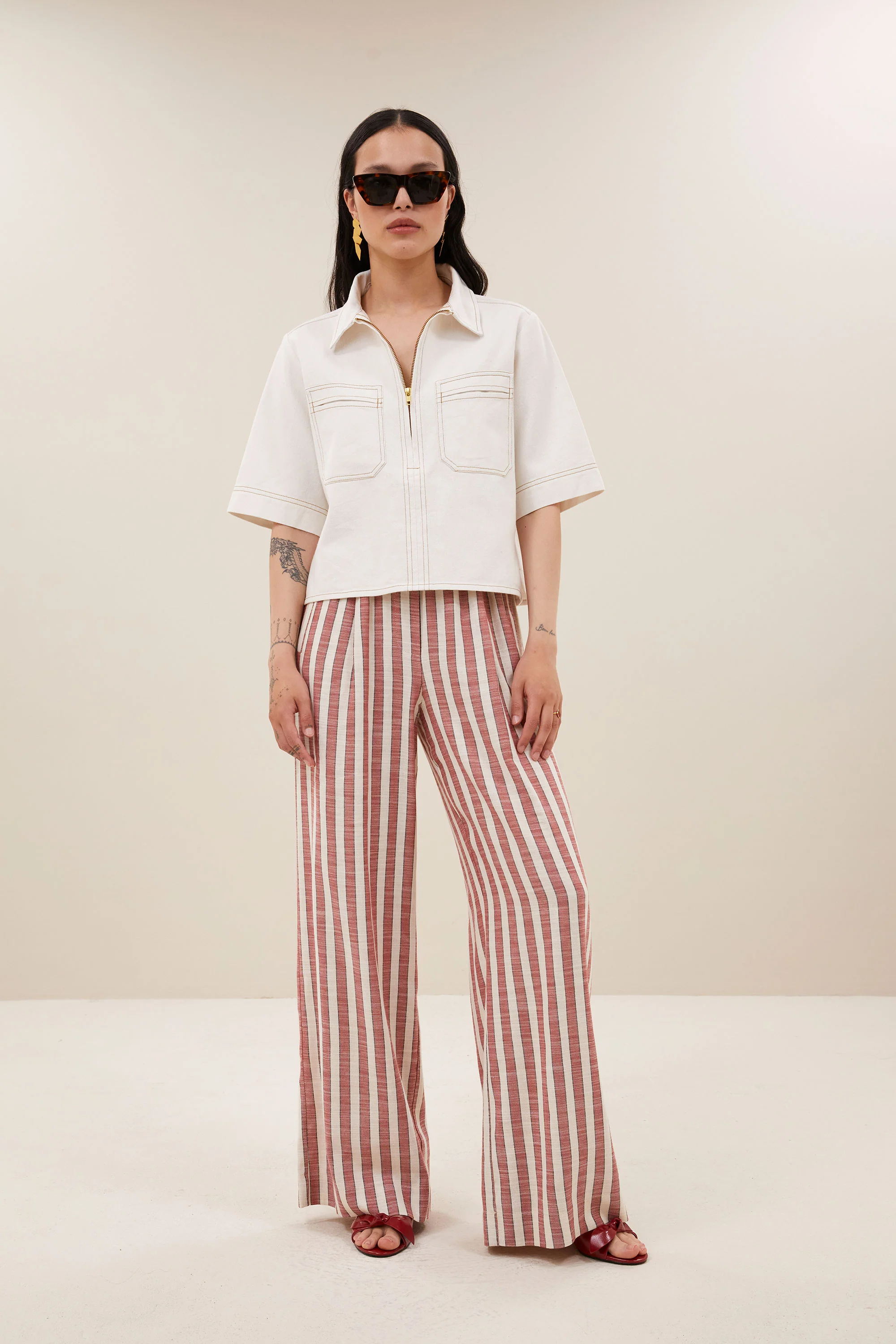 benji wide stripe pants | red stripe - Image 8