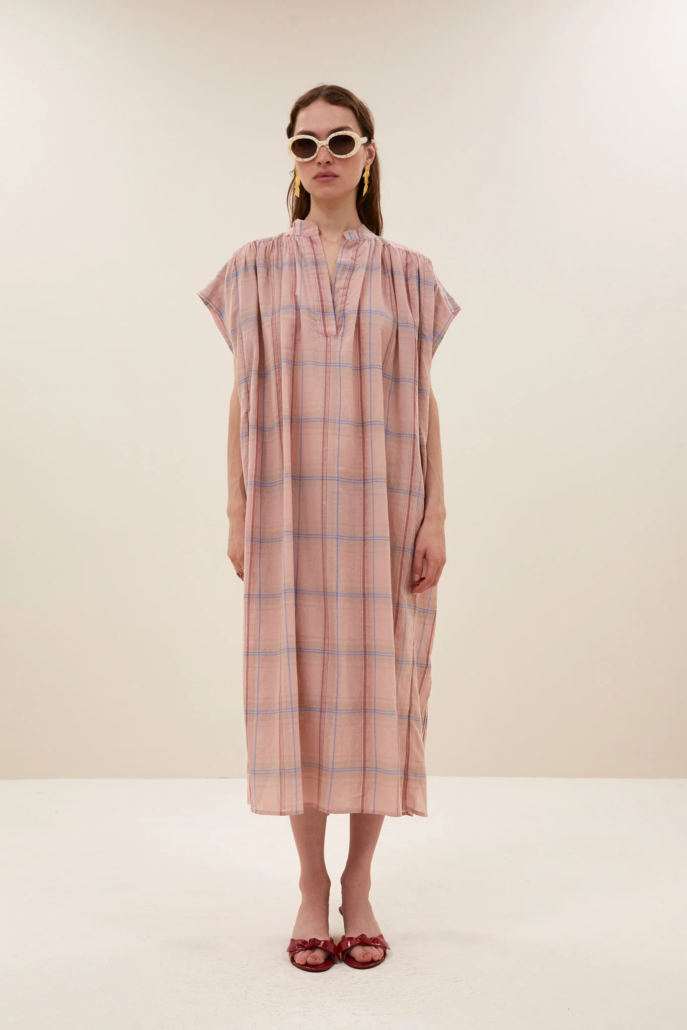 bodin pink check dress | blush pink check - Image 3