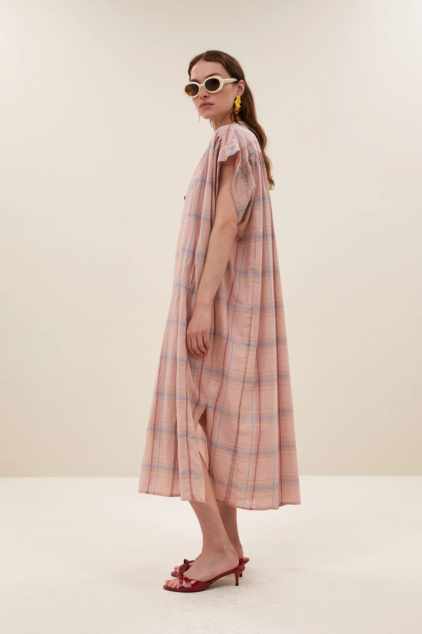 bodin pink check dress | blush pink check - Image 4