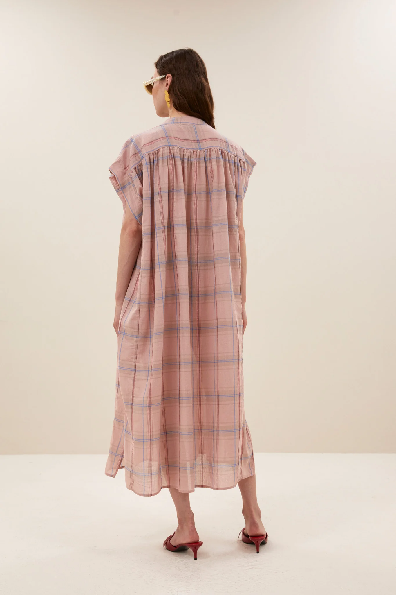 bodin pink check dress | blush pink check - Image 5