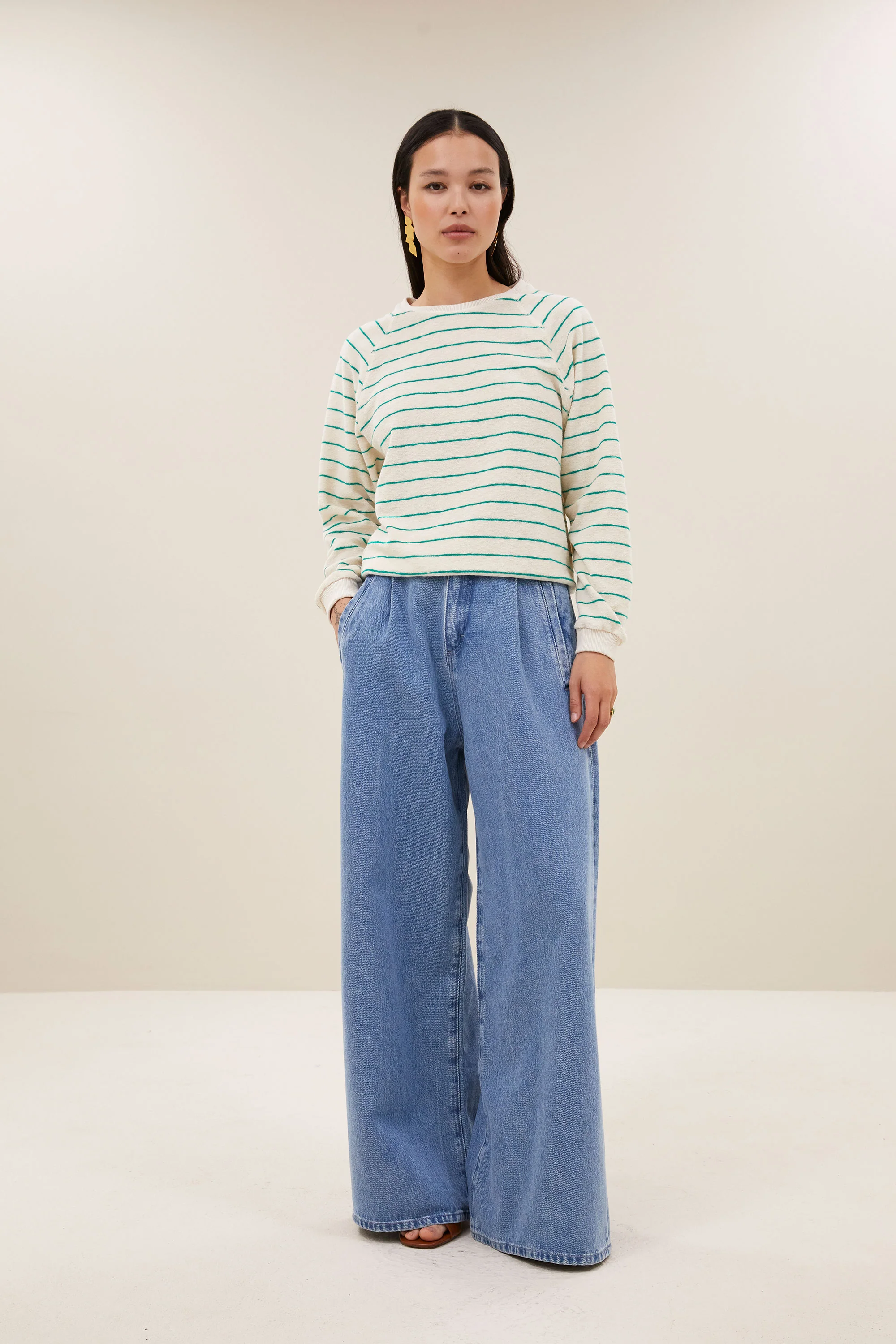 bonne slub sweater | green lake stripe - Image 3