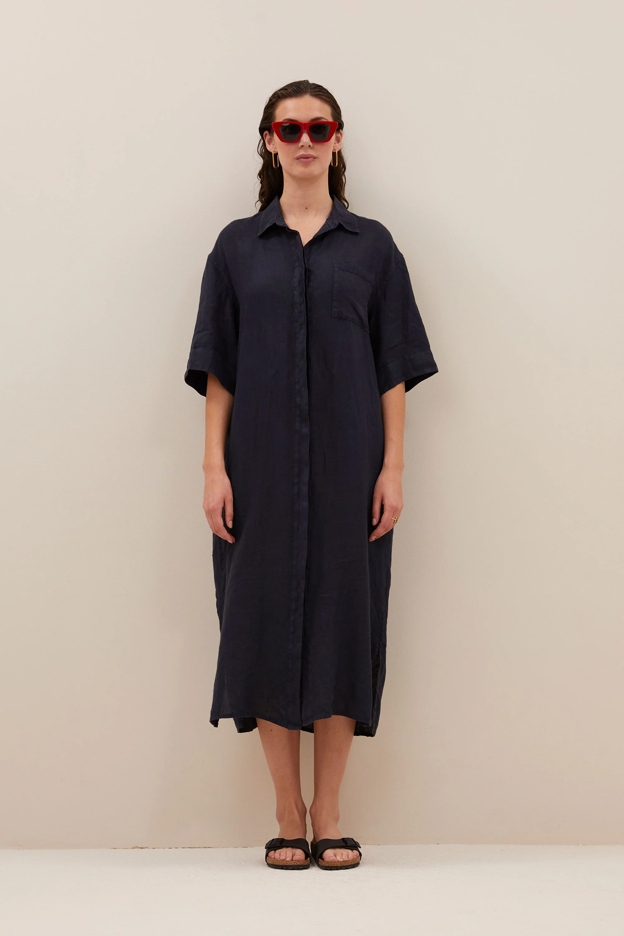 bruno linen dress | midnight - Image 4