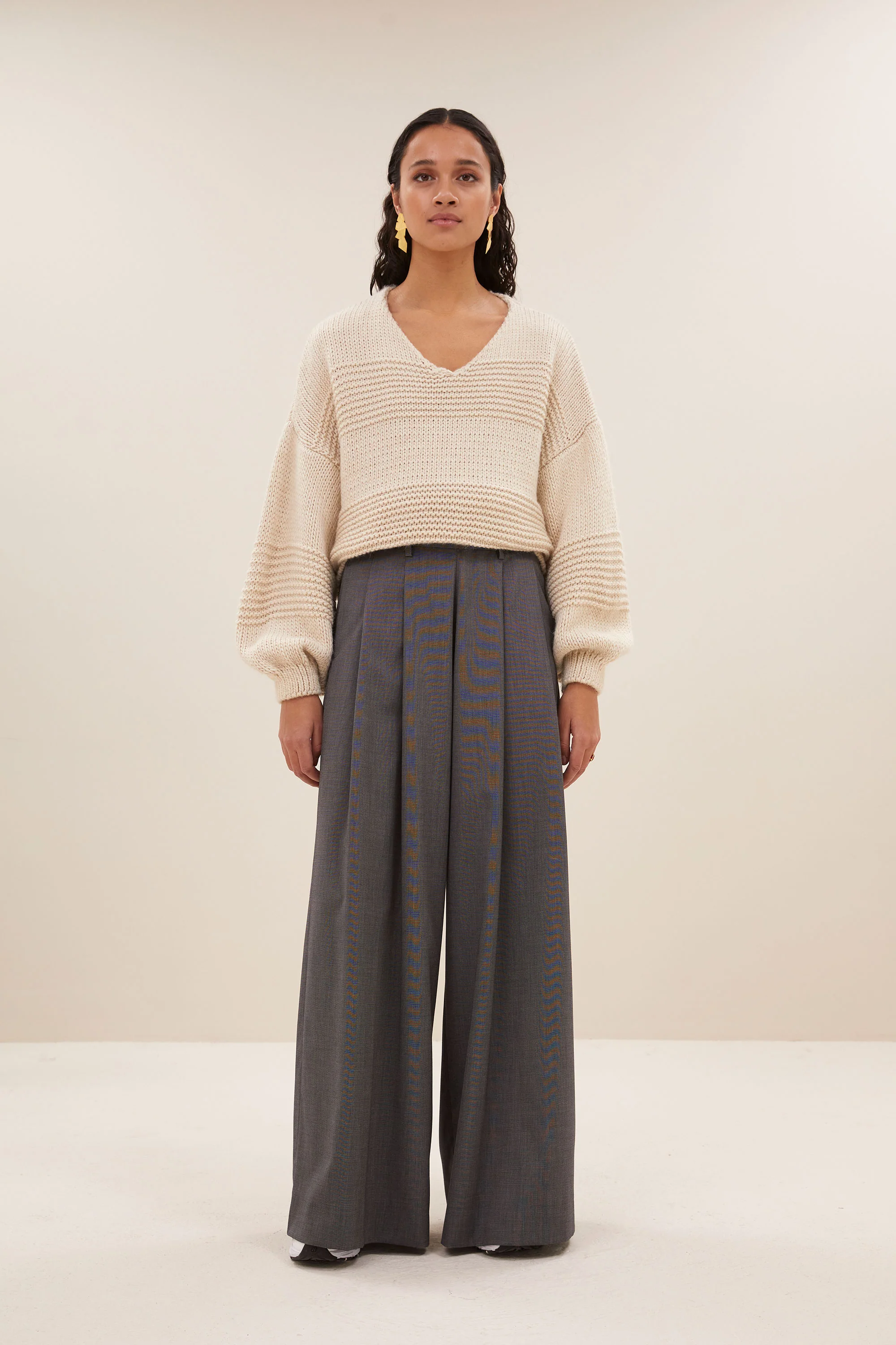 bulky stripe pullover | sand