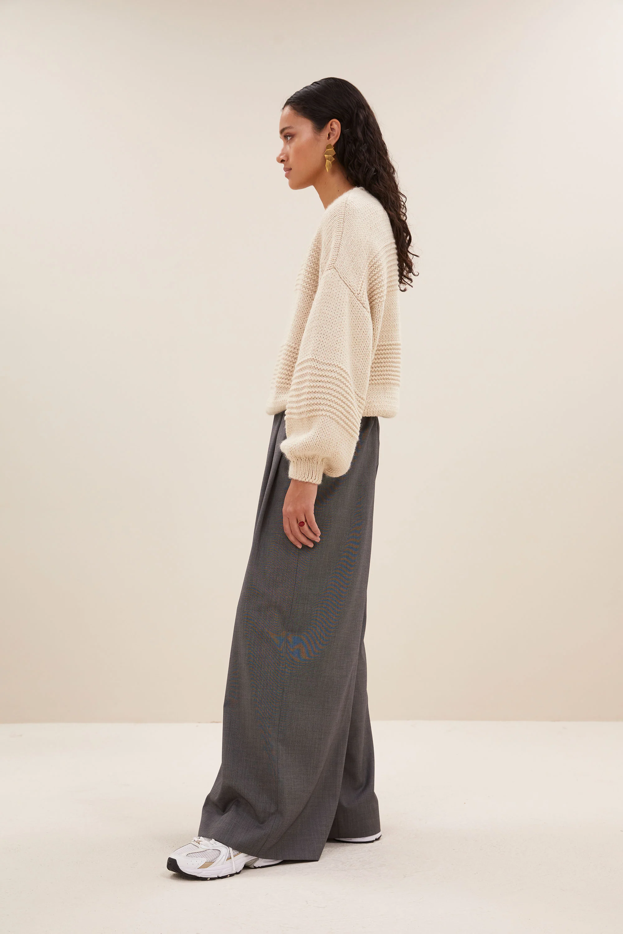 bulky stripe pullover | sand - Image 2
