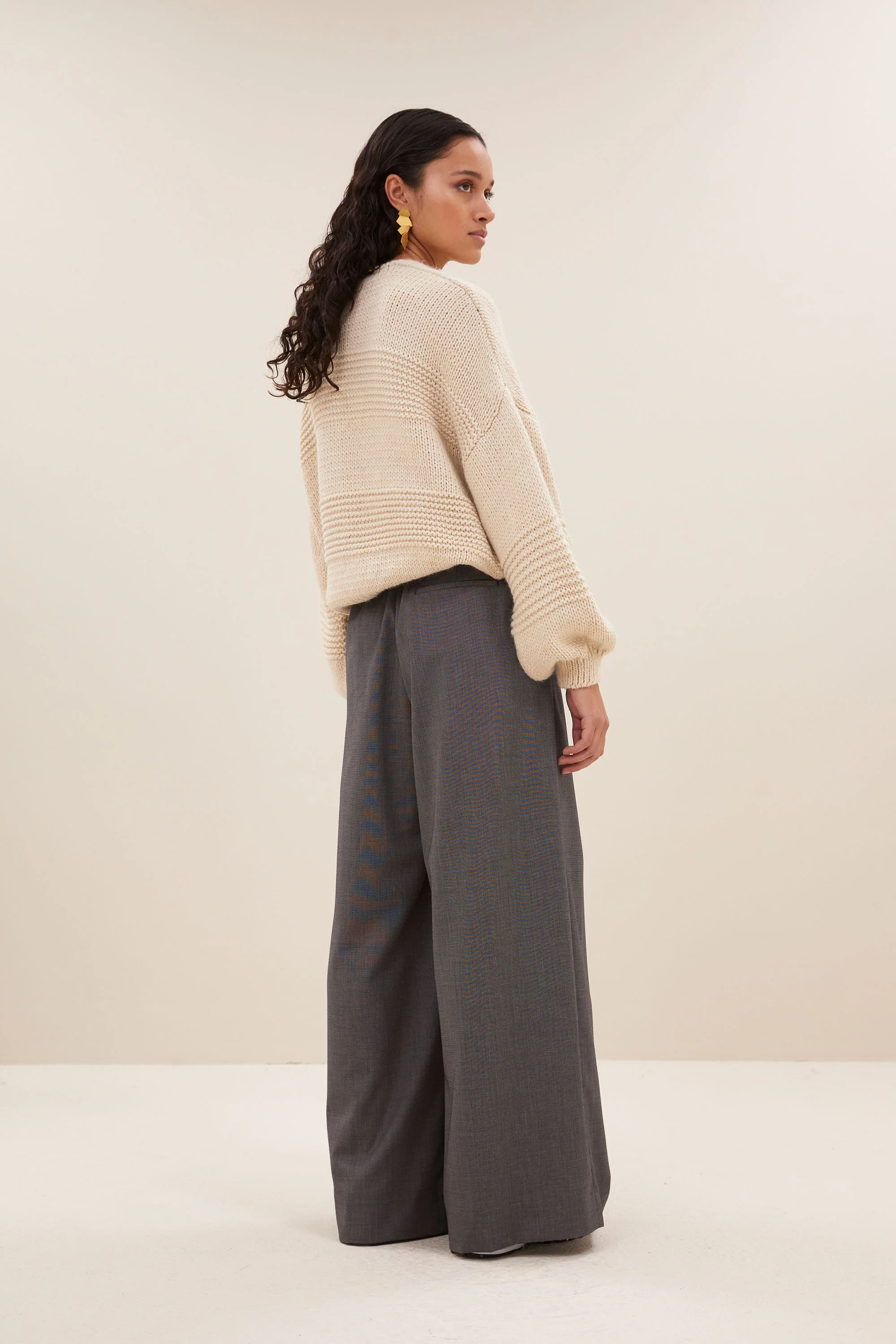 bulky stripe pullover | sand - Image 3