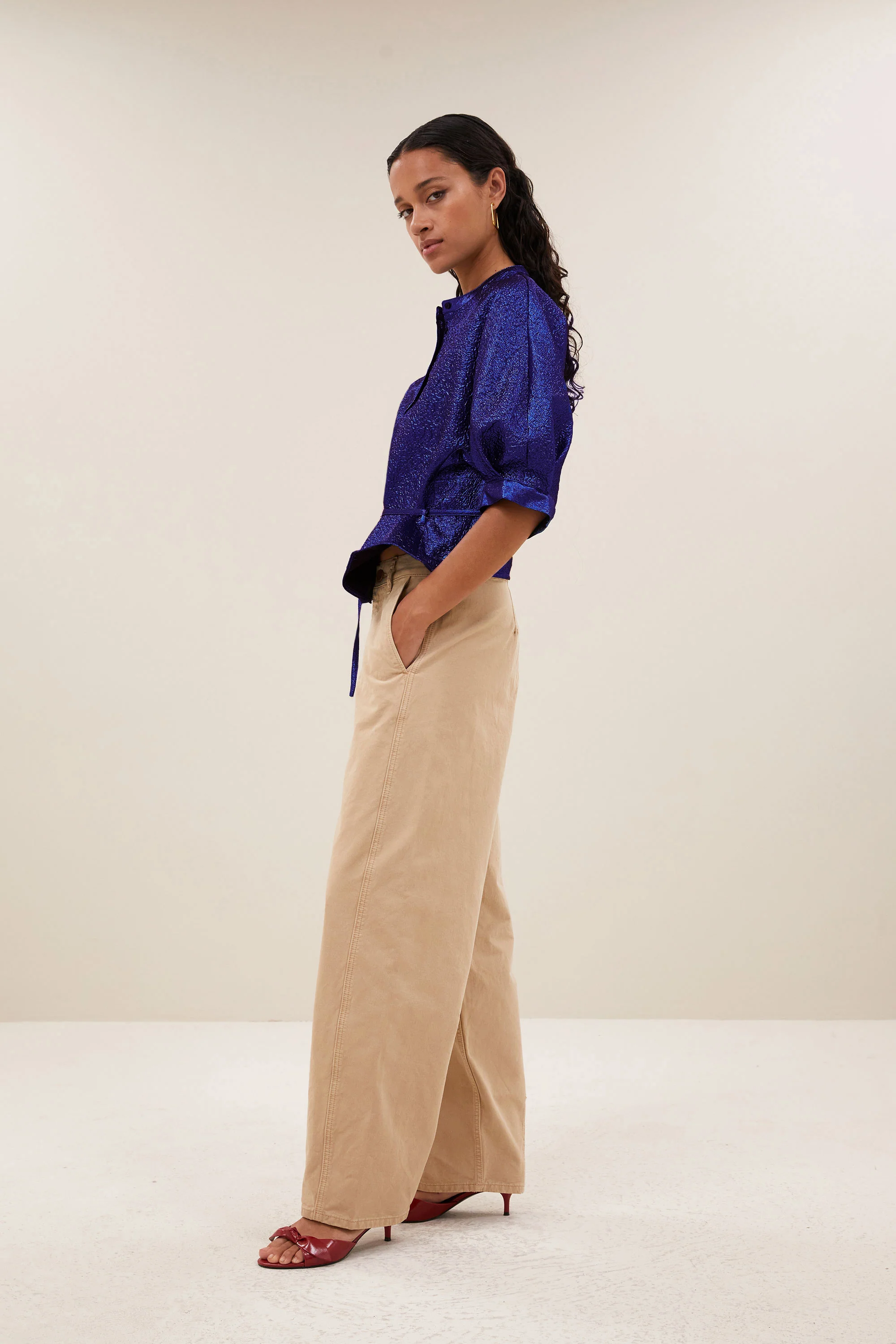 christi metallic blouse | azul blue - Image 3