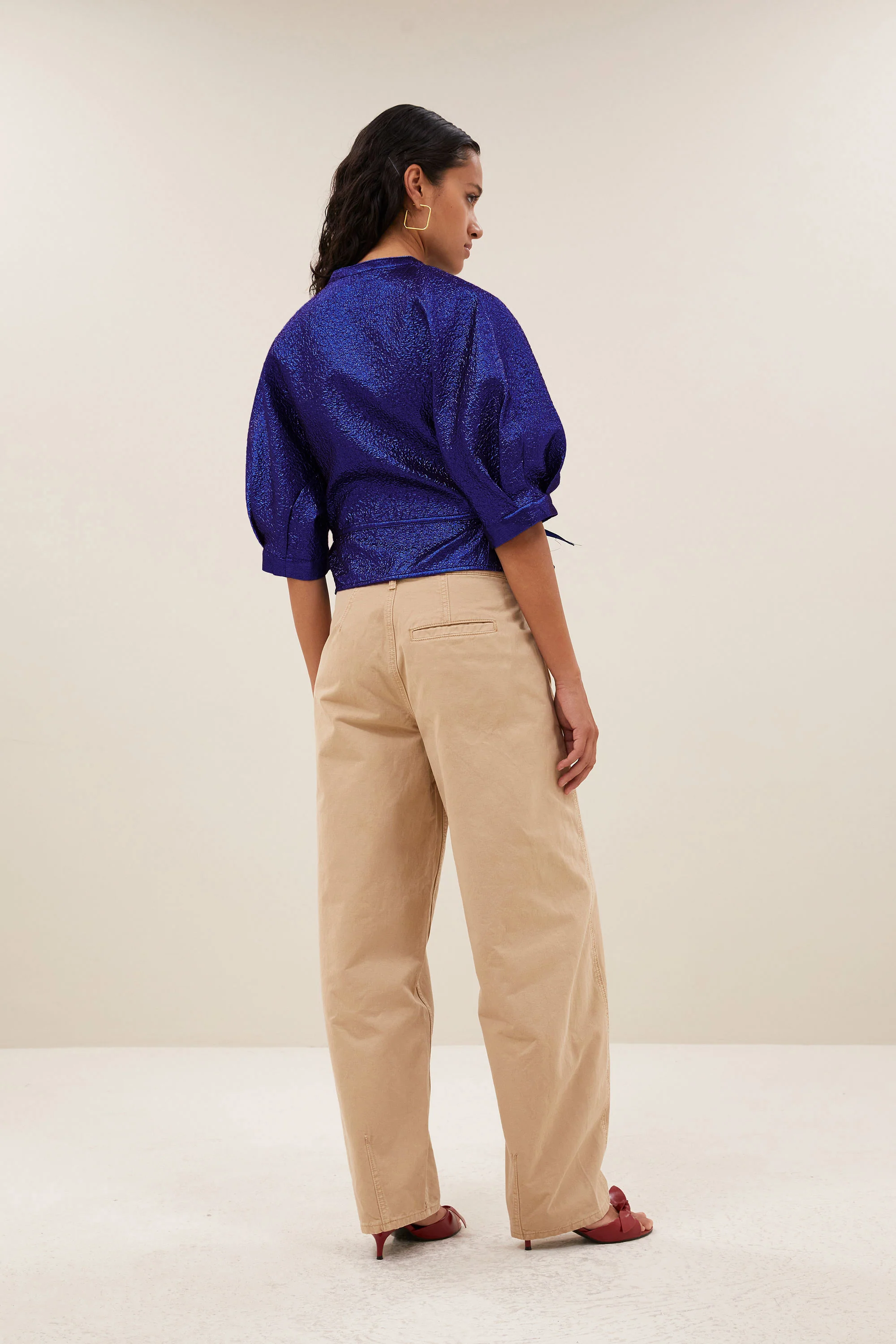 christi metallic blouse | azul blue - Image 4