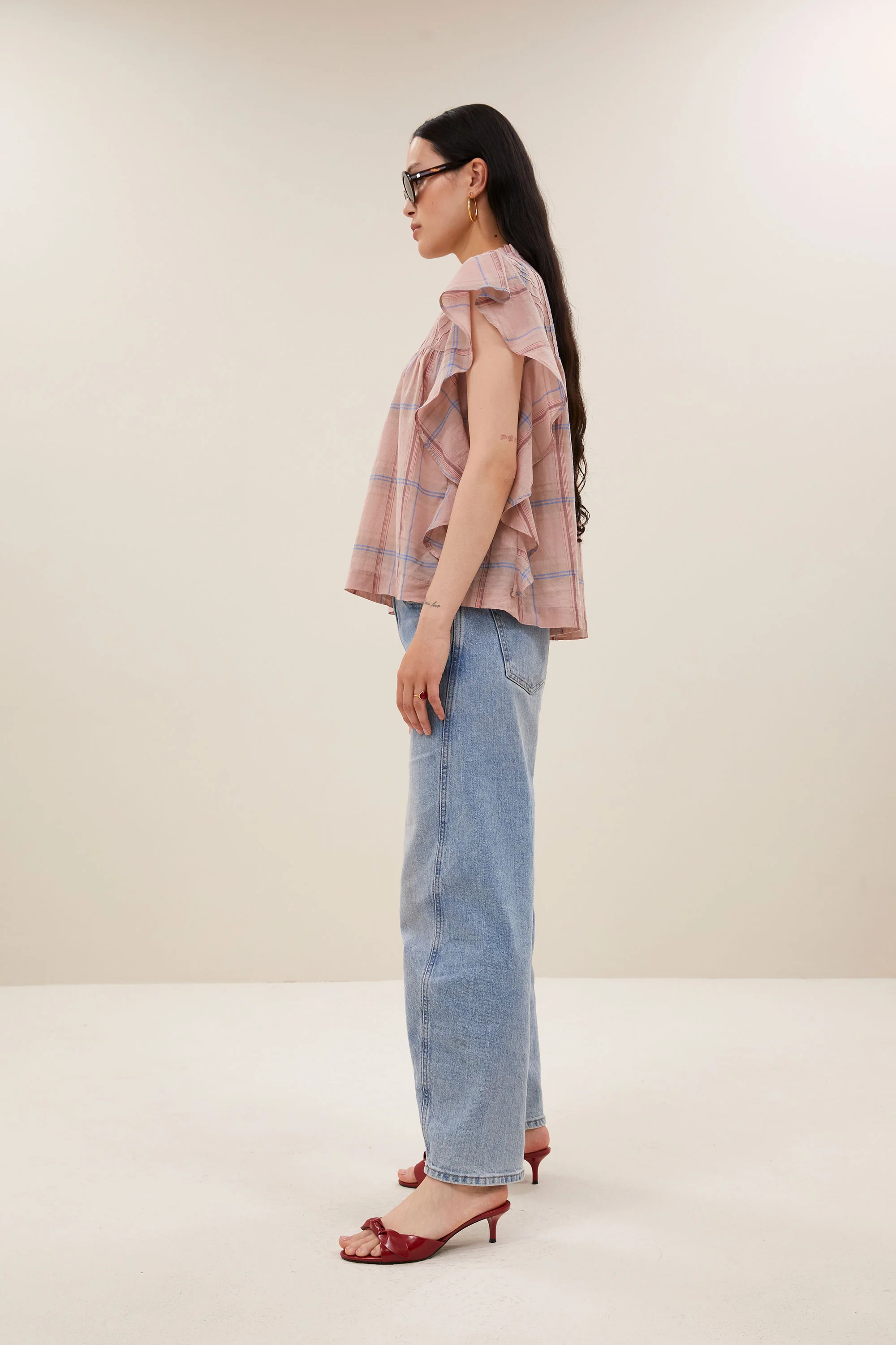 danee pink check blouse | blush pink check - Image 3