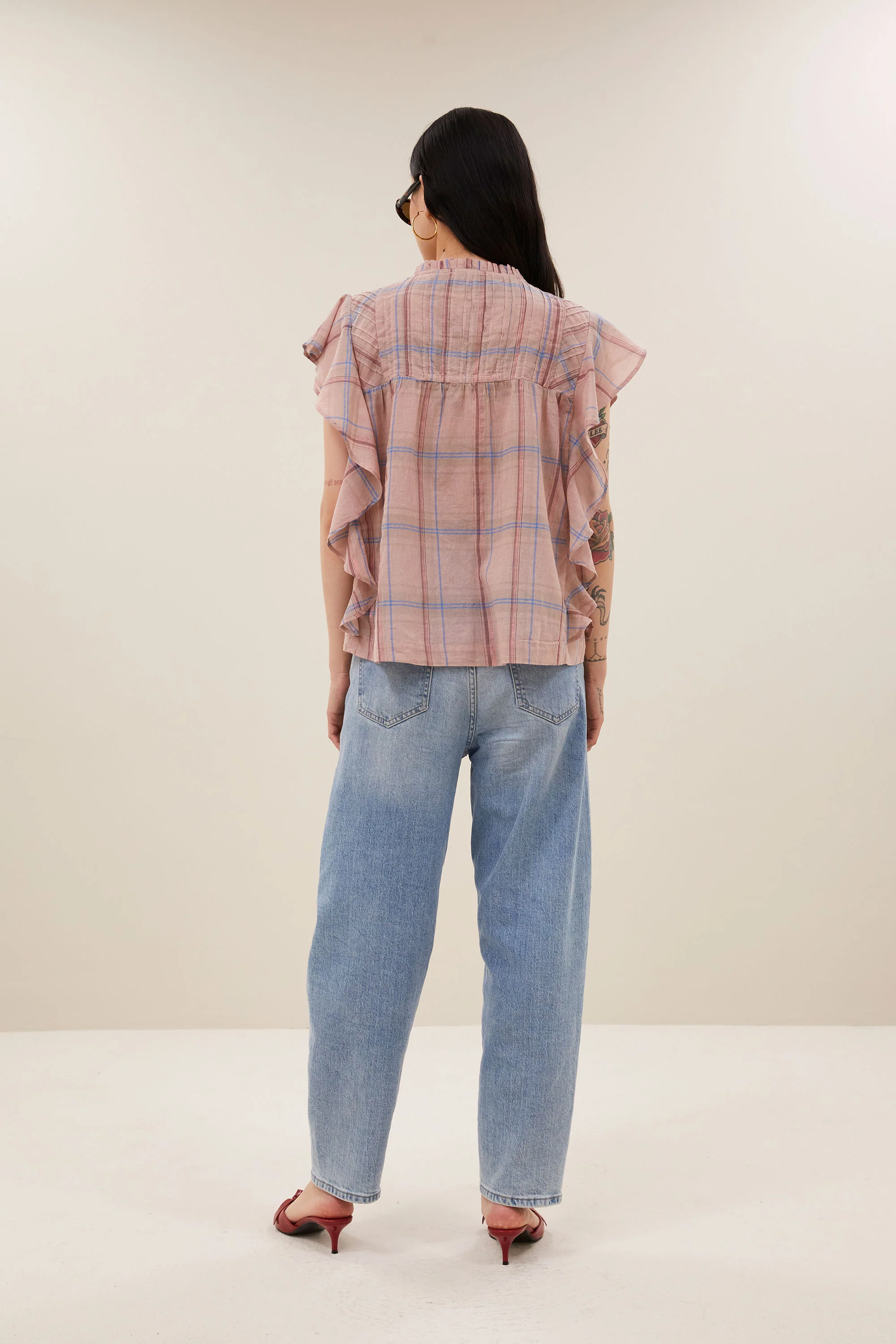 danee pink check blouse | blush pink check - Image 4