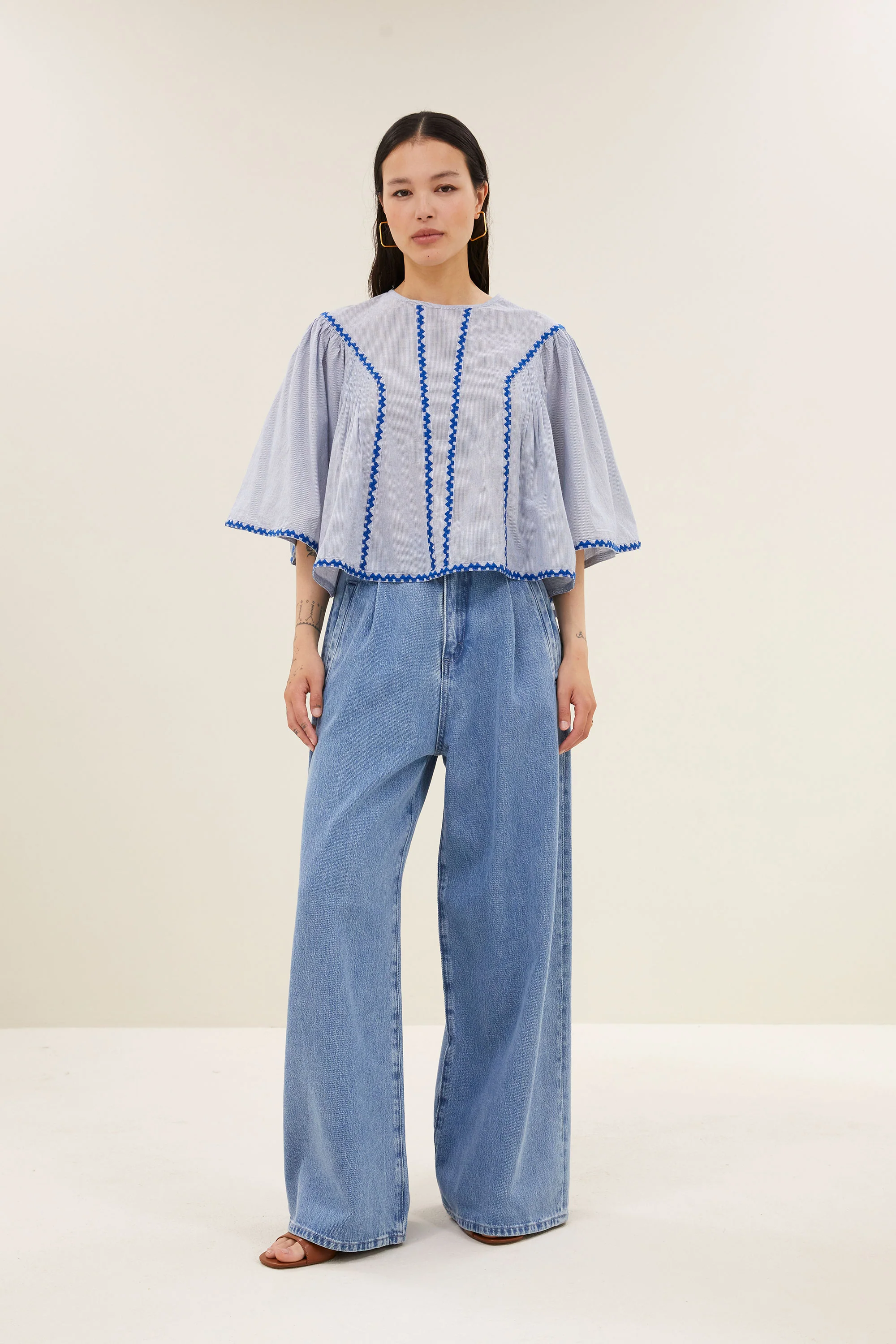 davin pinstripe blouse | blue pin stripe - Image 3