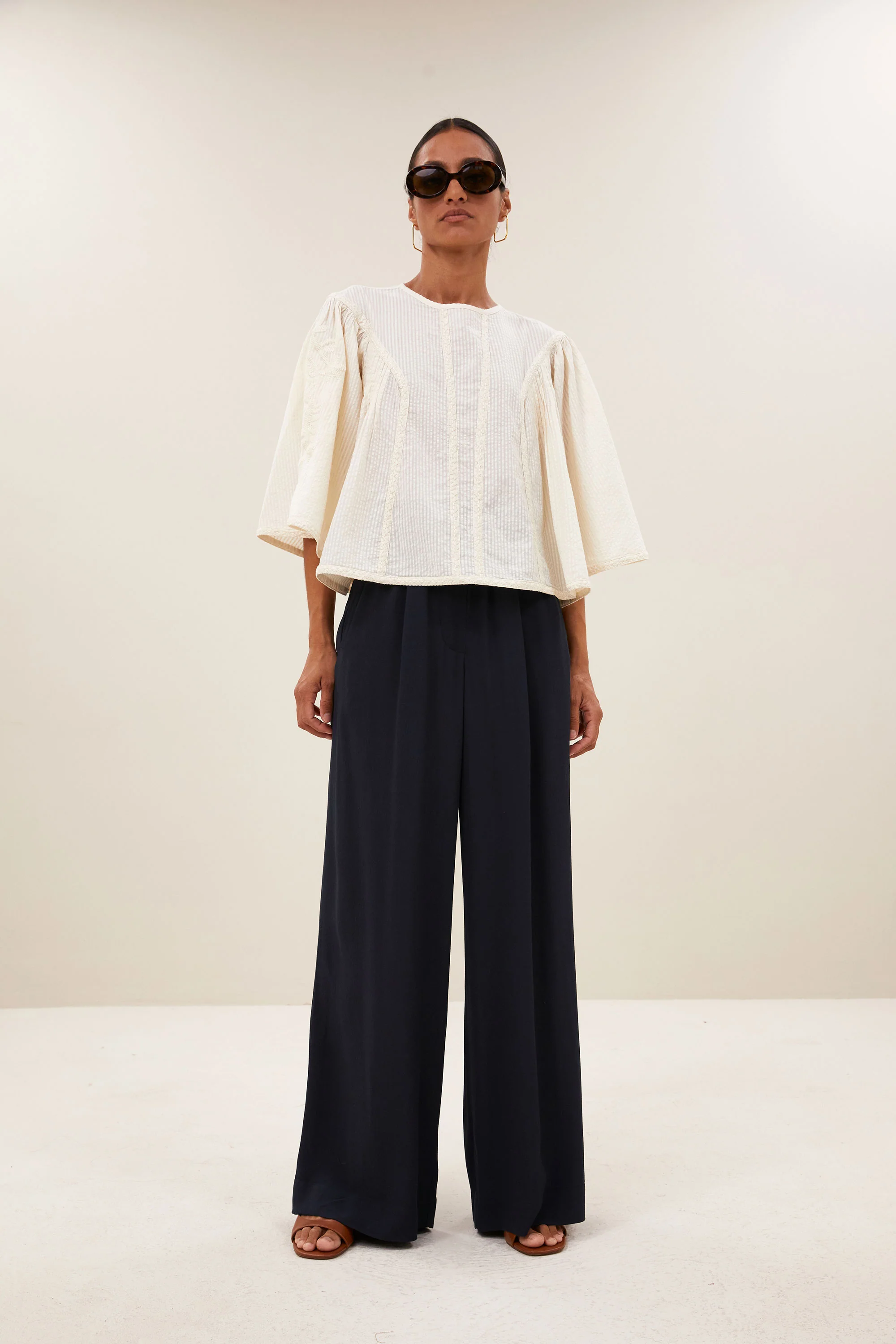 davin seersucker blouse | off white - Image 3