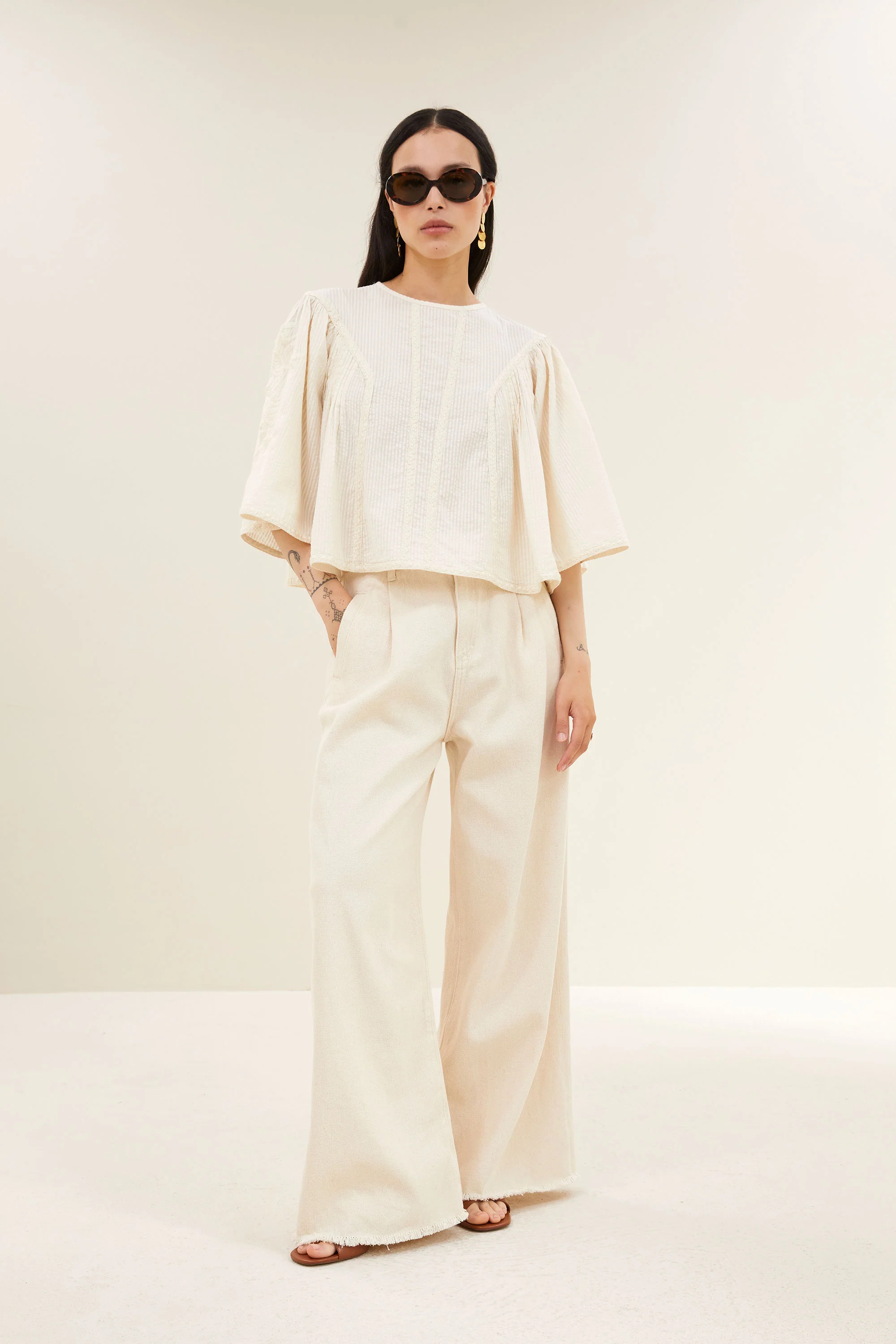 davin seersucker blouse | off white - Image 7