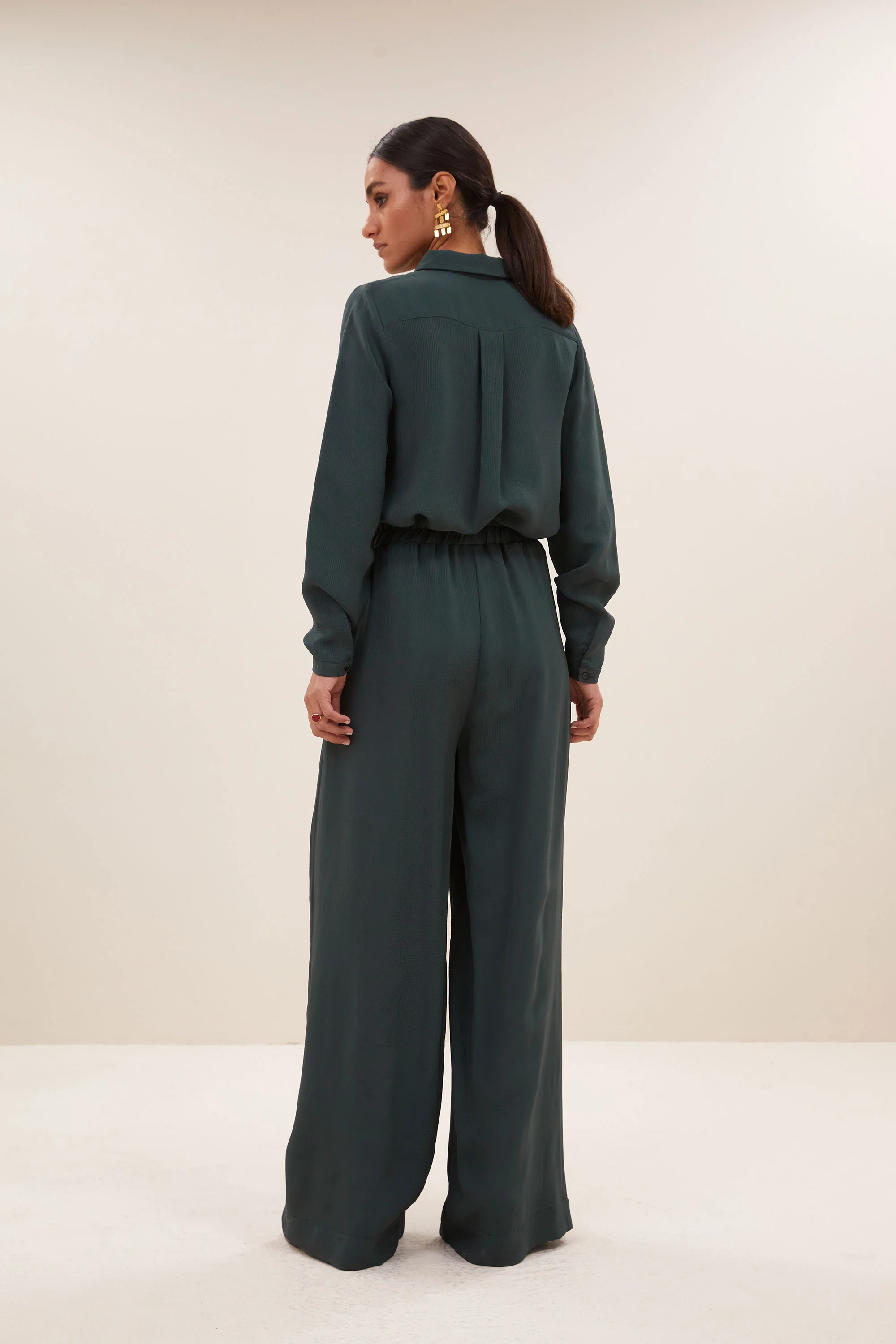 donna satin stripe blouse | dried basil - Image 4