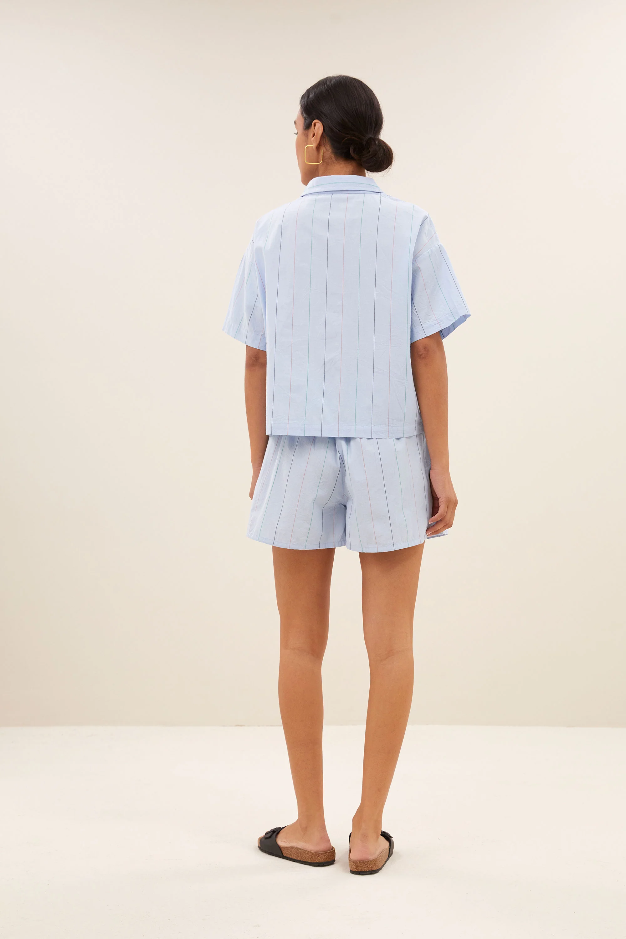 isa stripe chambray shorts | light blue stripe - Image 3