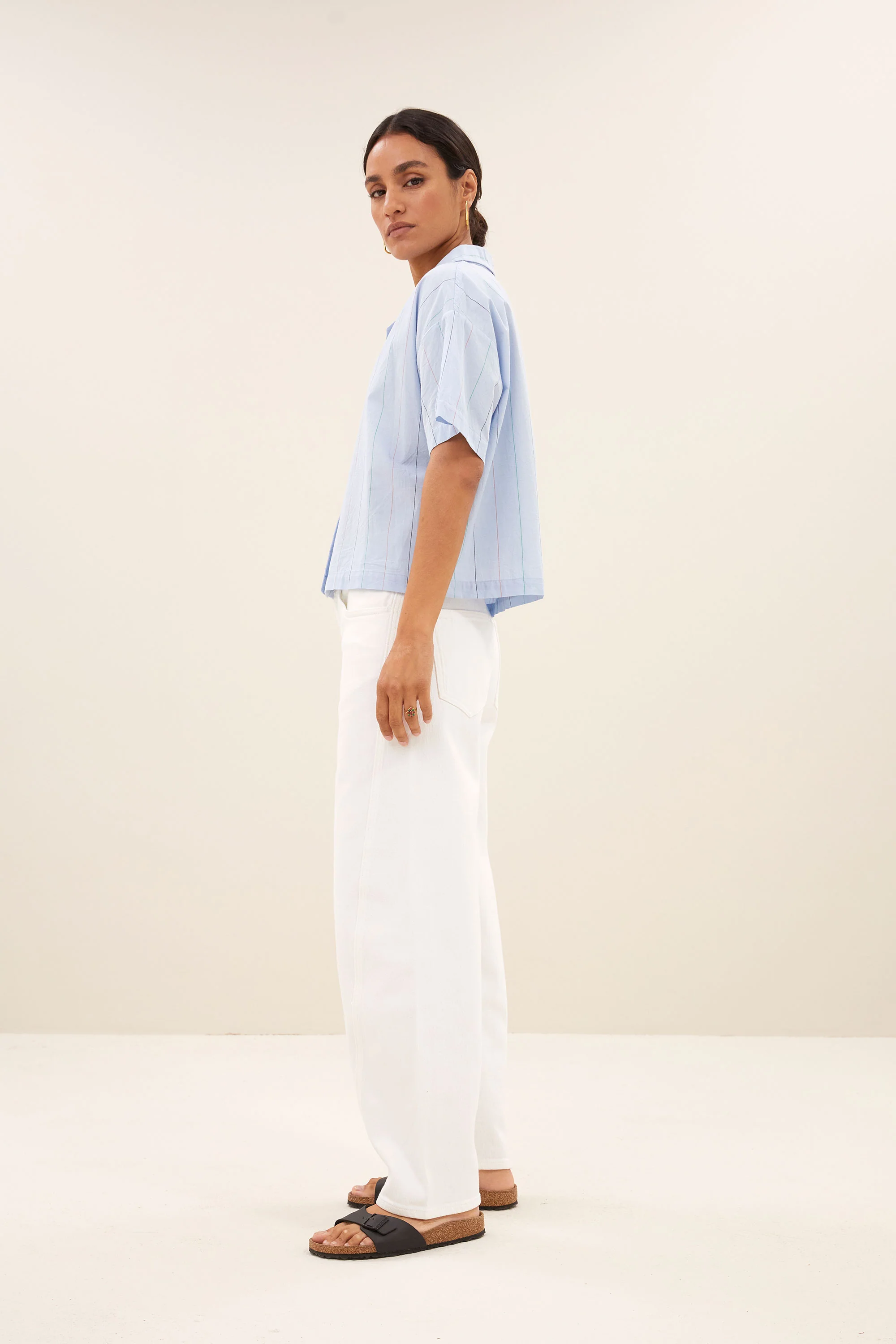 jake stripe chambray blouse | light blue stripe - Image 3