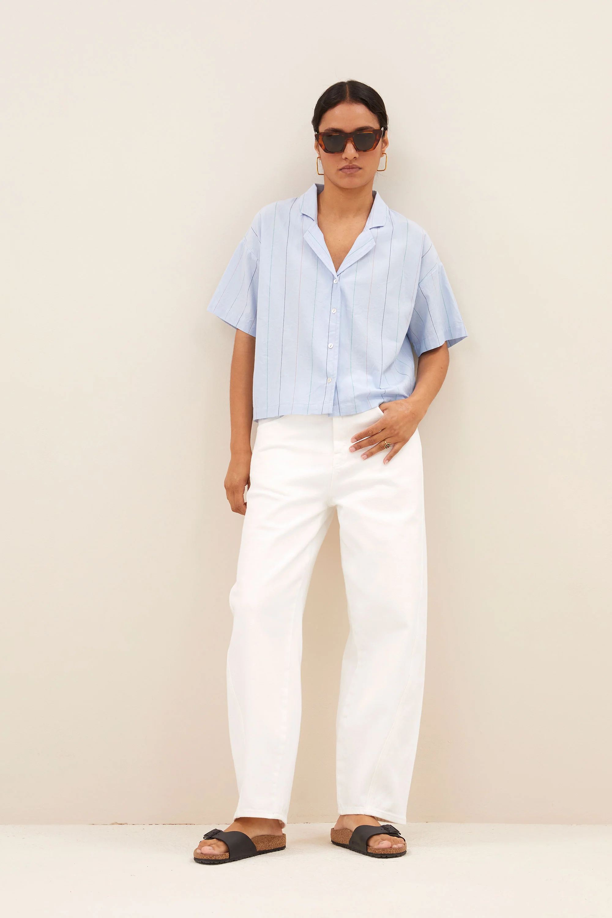 jake stripe chambray blouse | light blue stripe - Image 5