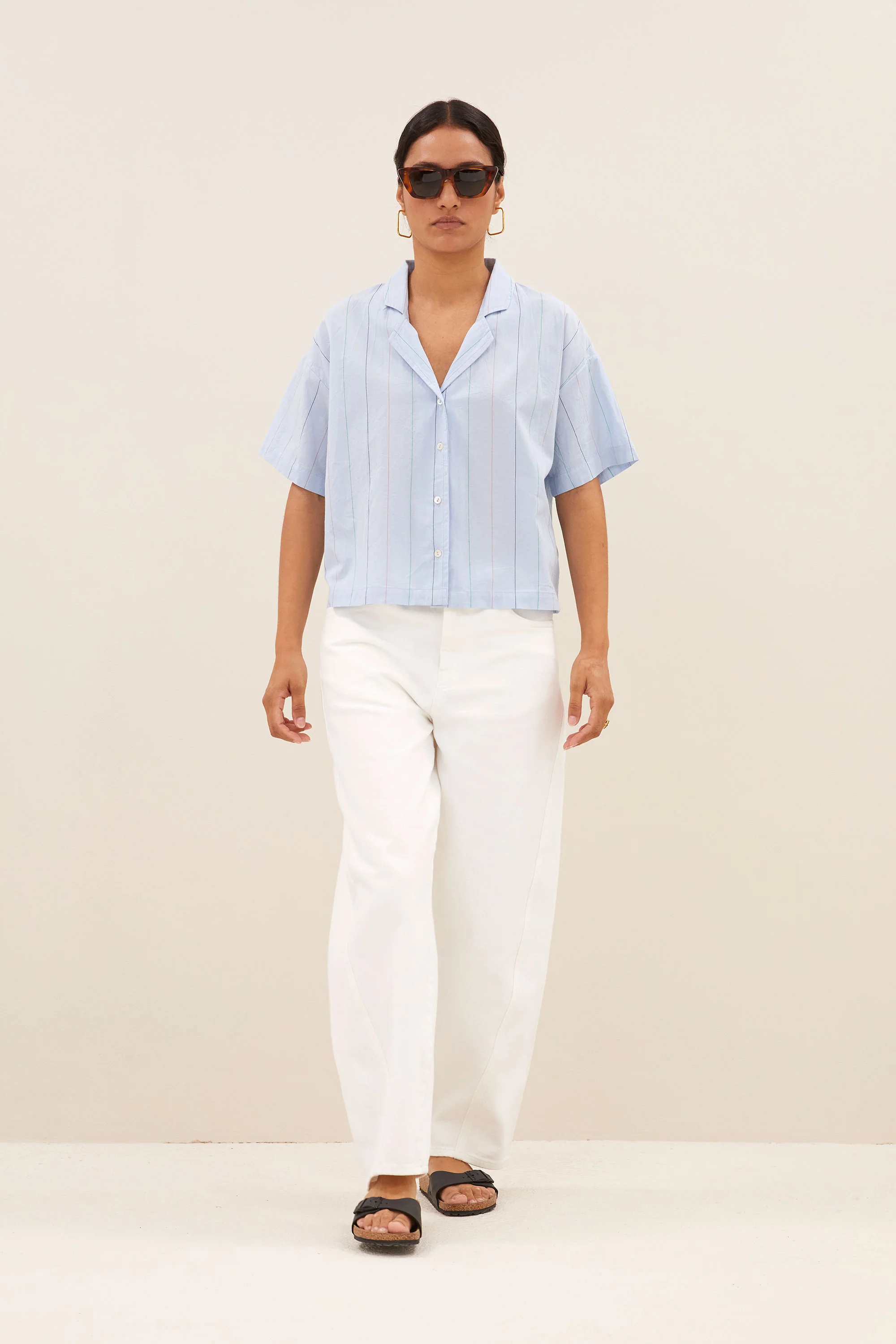 jake stripe chambray blouse | light blue stripe - Image 6