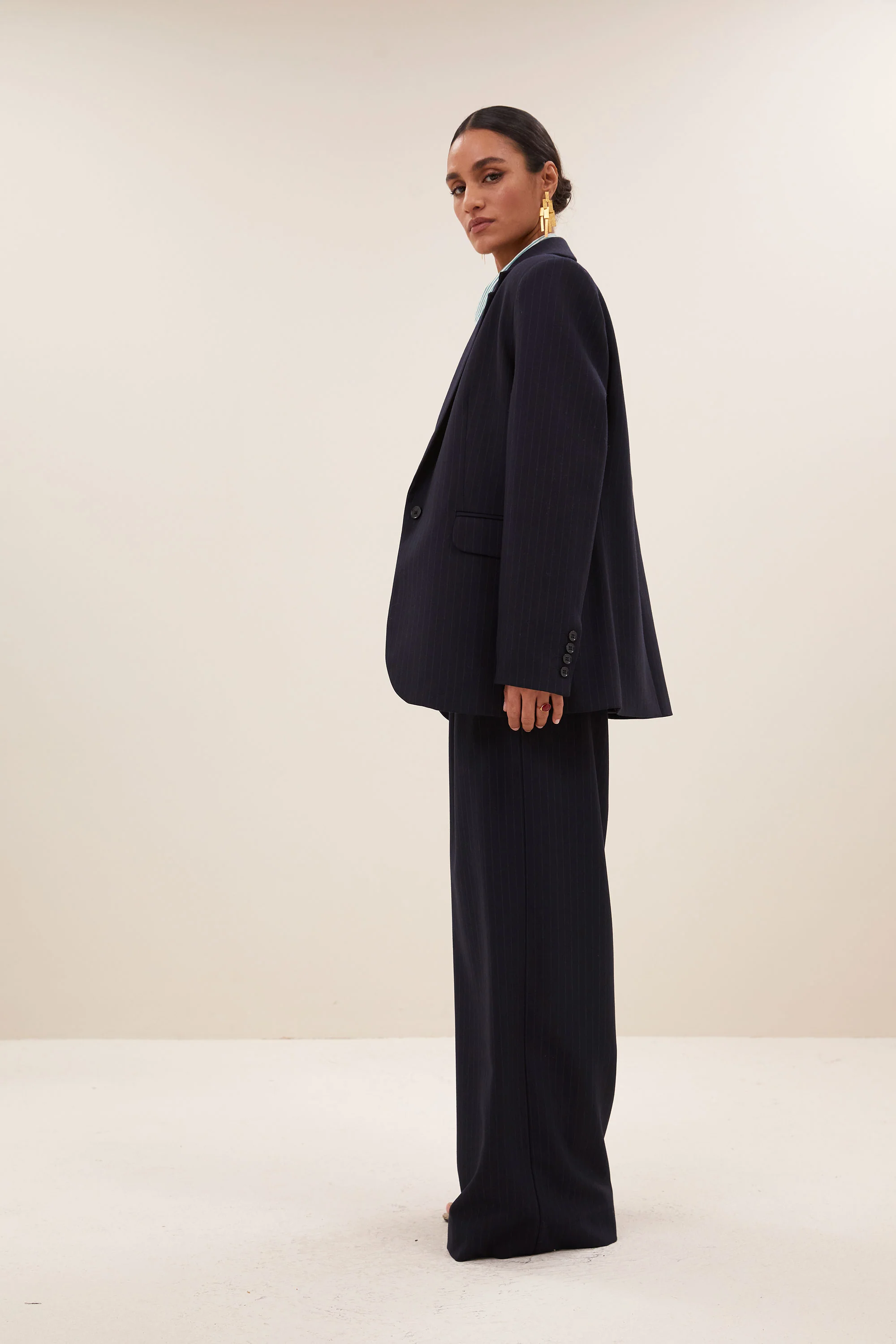 jill pinstripe blazer | midnight - Image 3