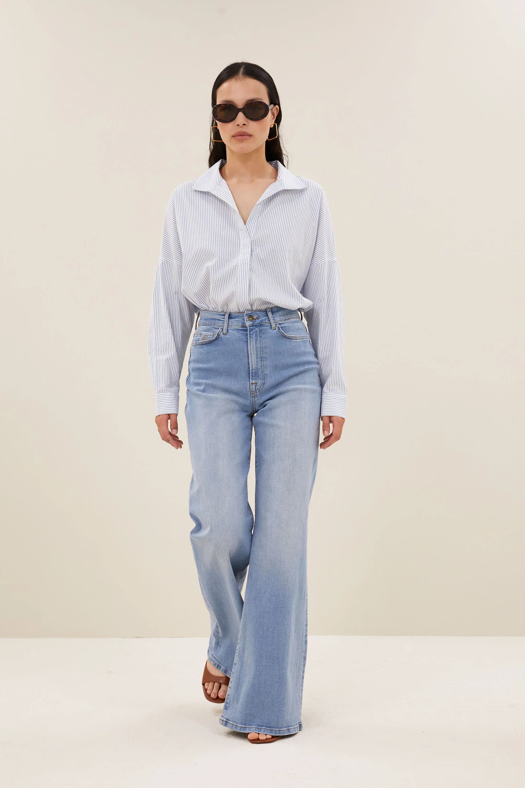 jule stripe blouse | blue seer stripe - Image 6