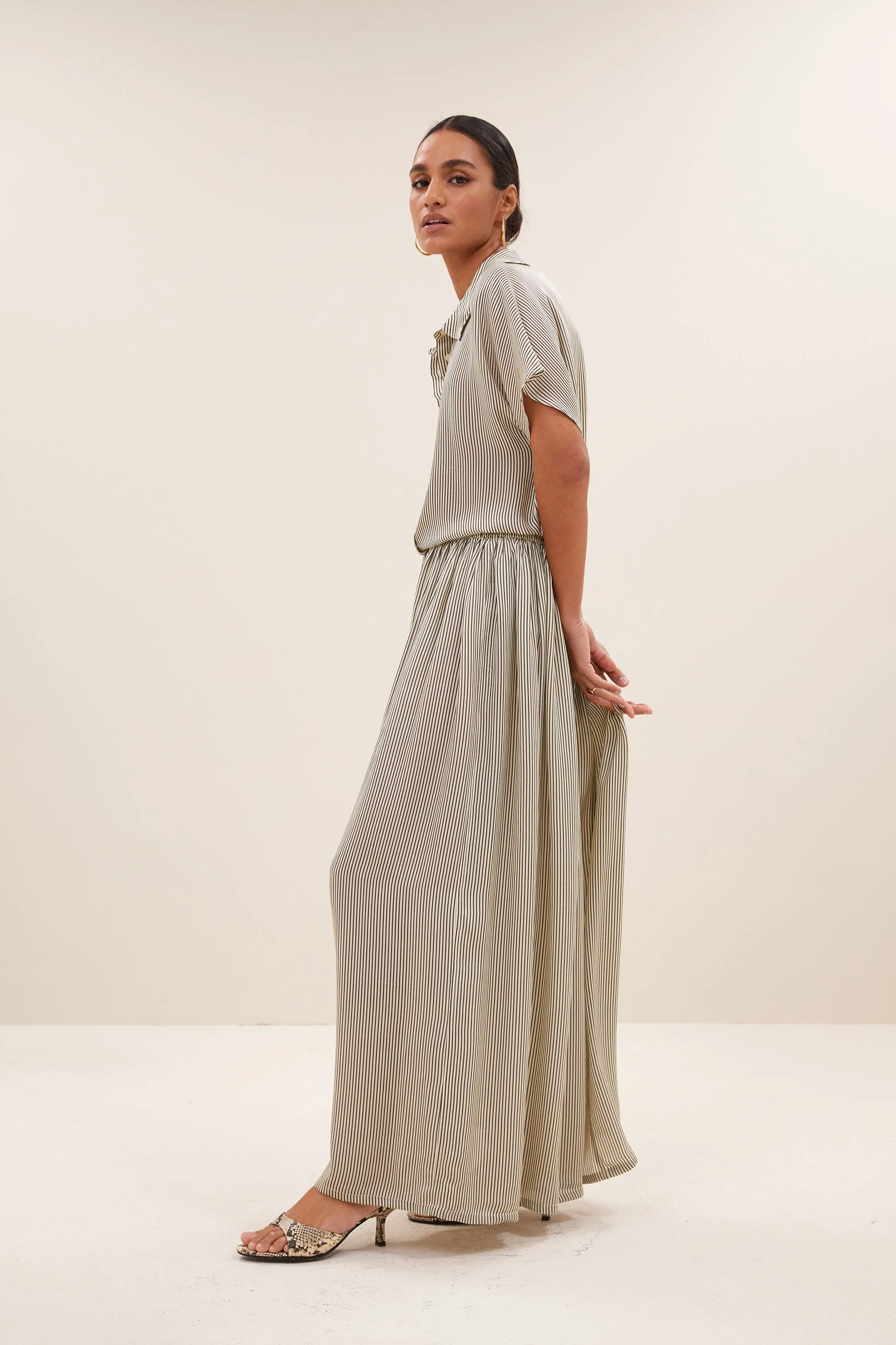 karly viscose stripe blouse | graphite stripe print - Image 3