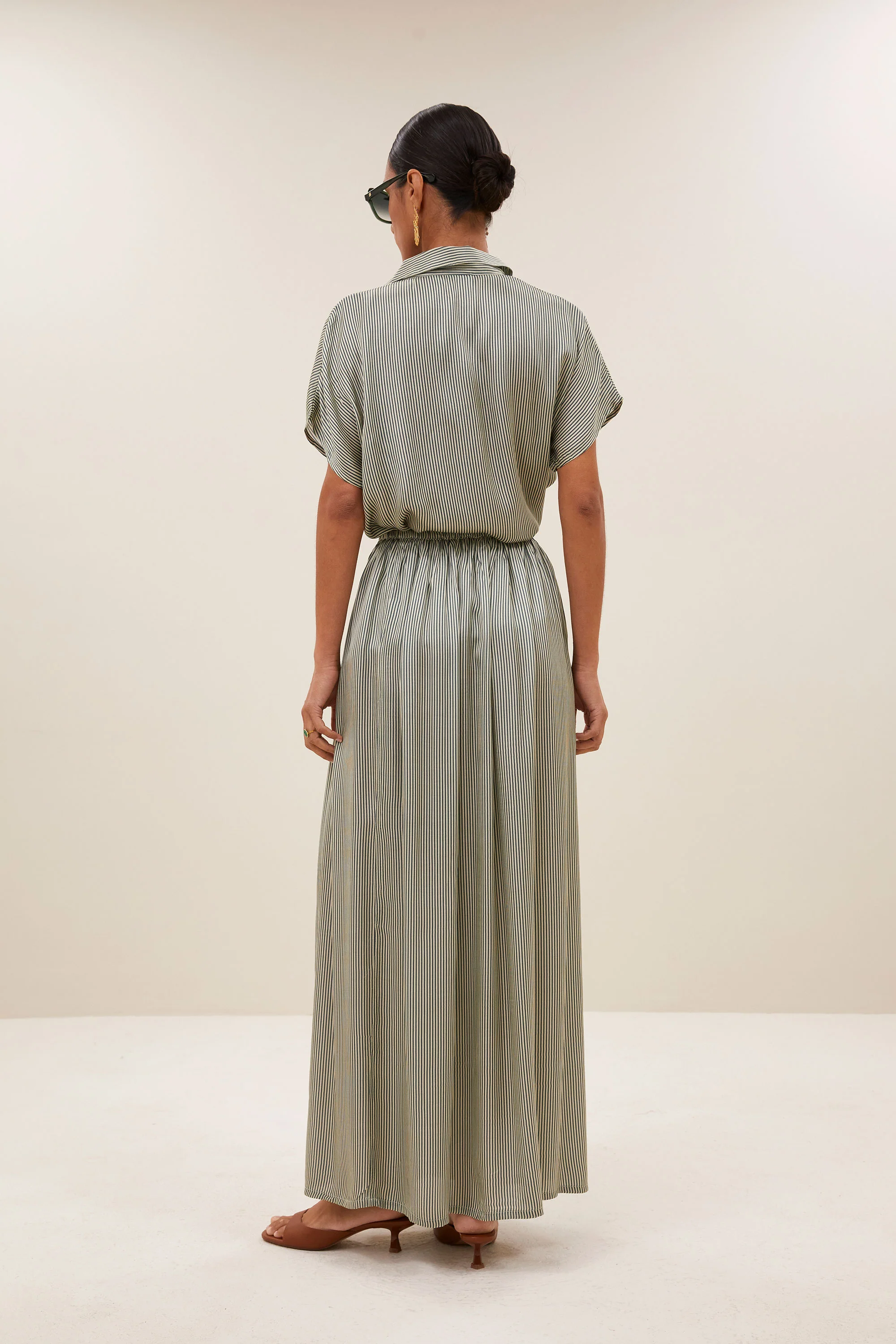 karly viscose stripe blouse | green stripe - Image 4