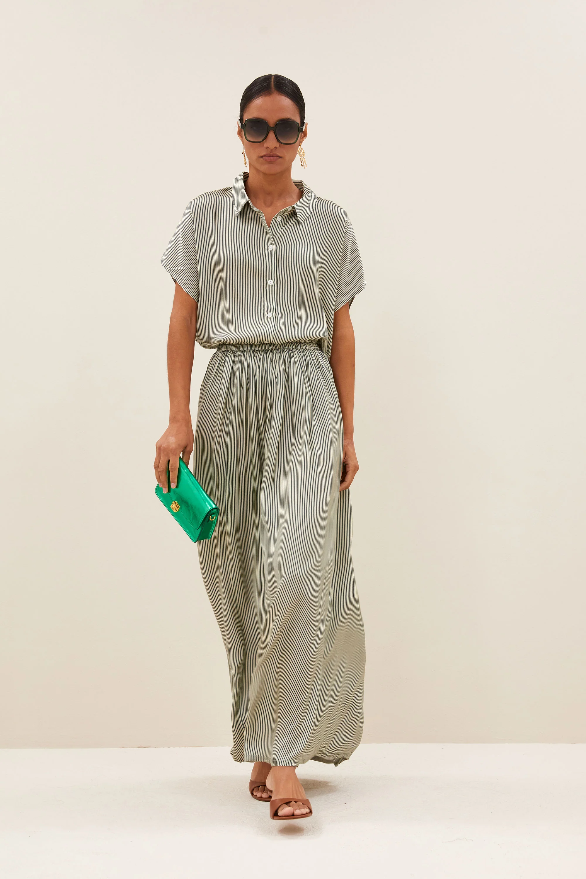 karly viscose stripe blouse | green stripe - Image 5