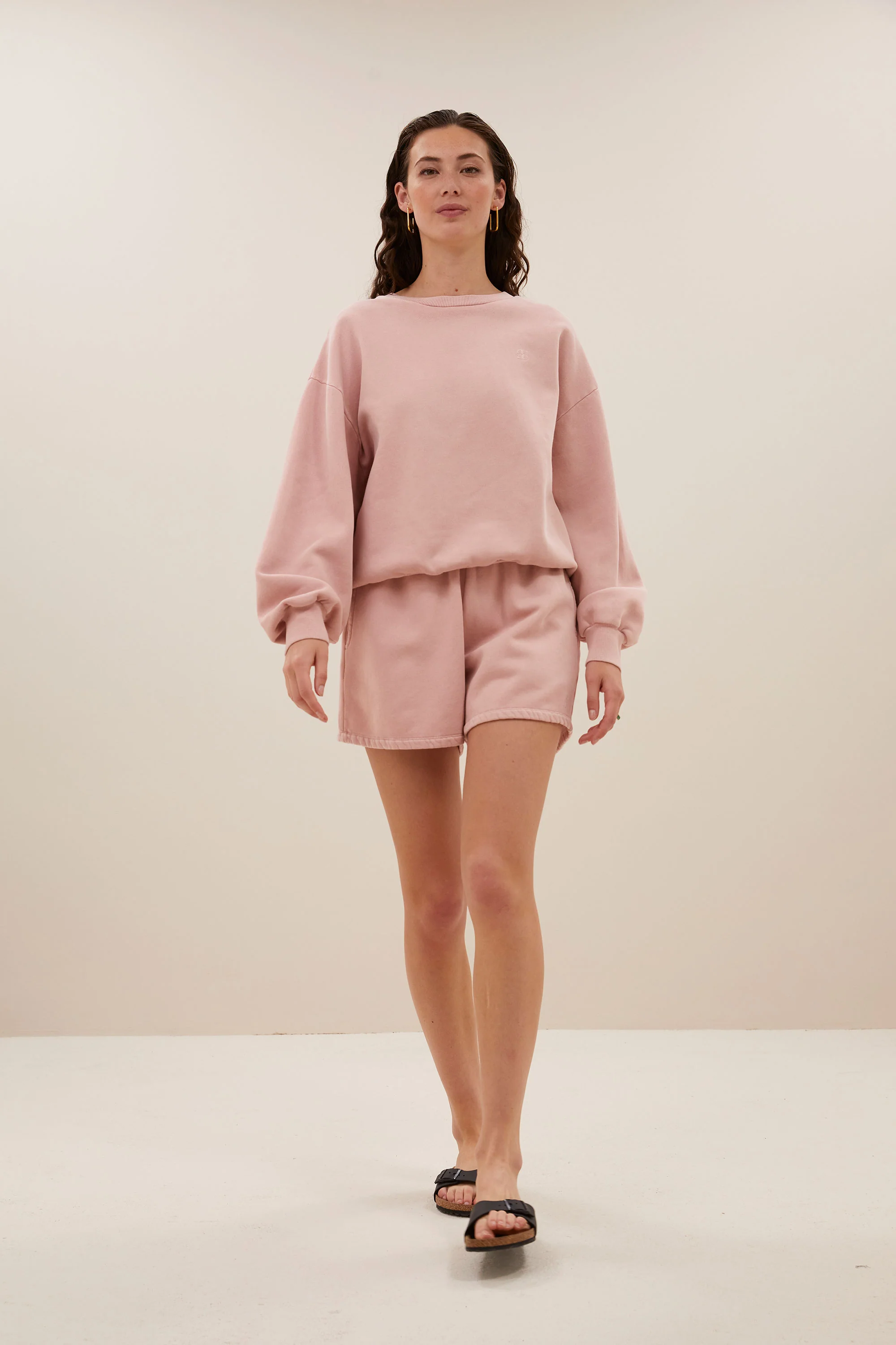 kid natural sweat shorts | peach dust - Image 5