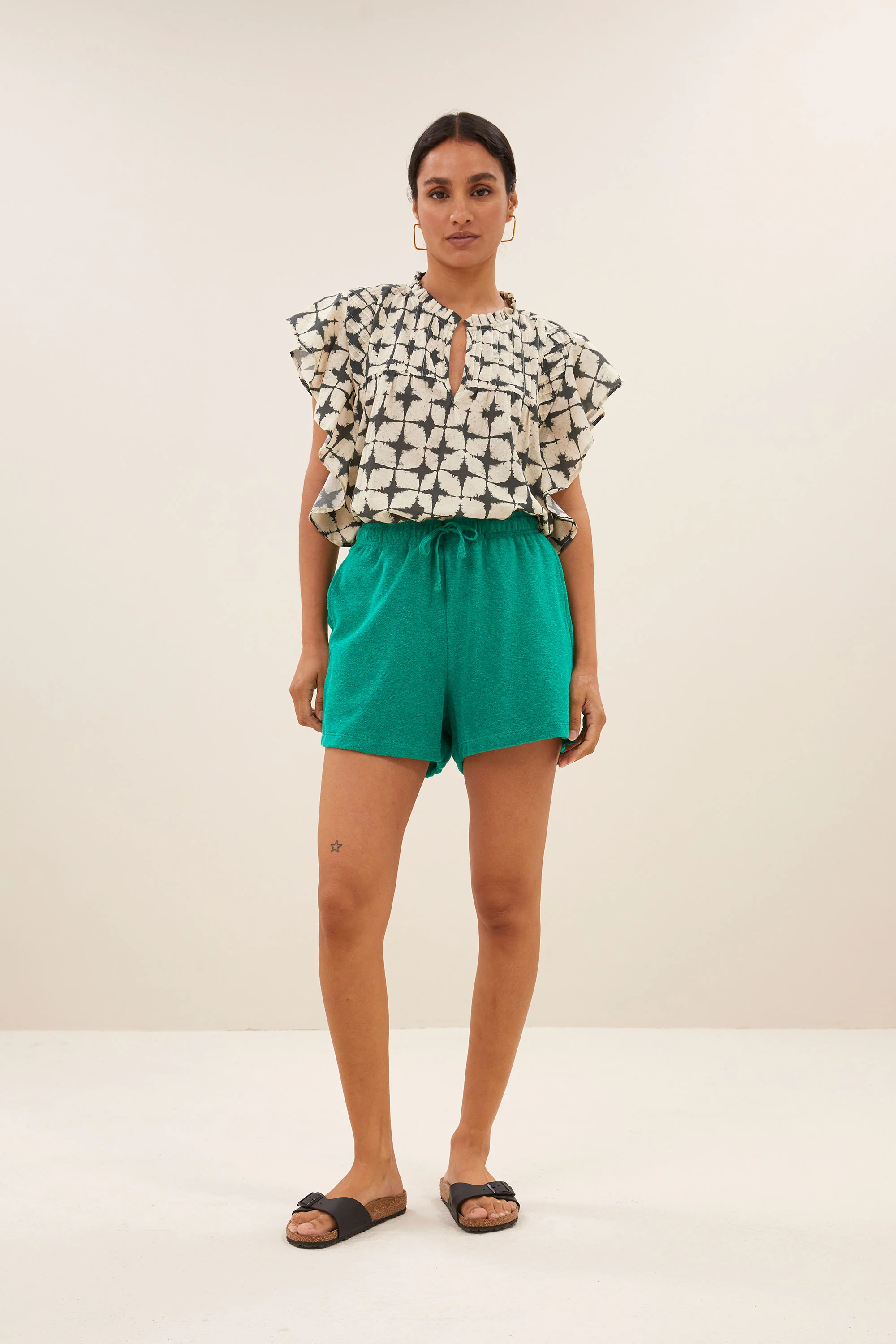 kid slub shorts | green lake - Image 3