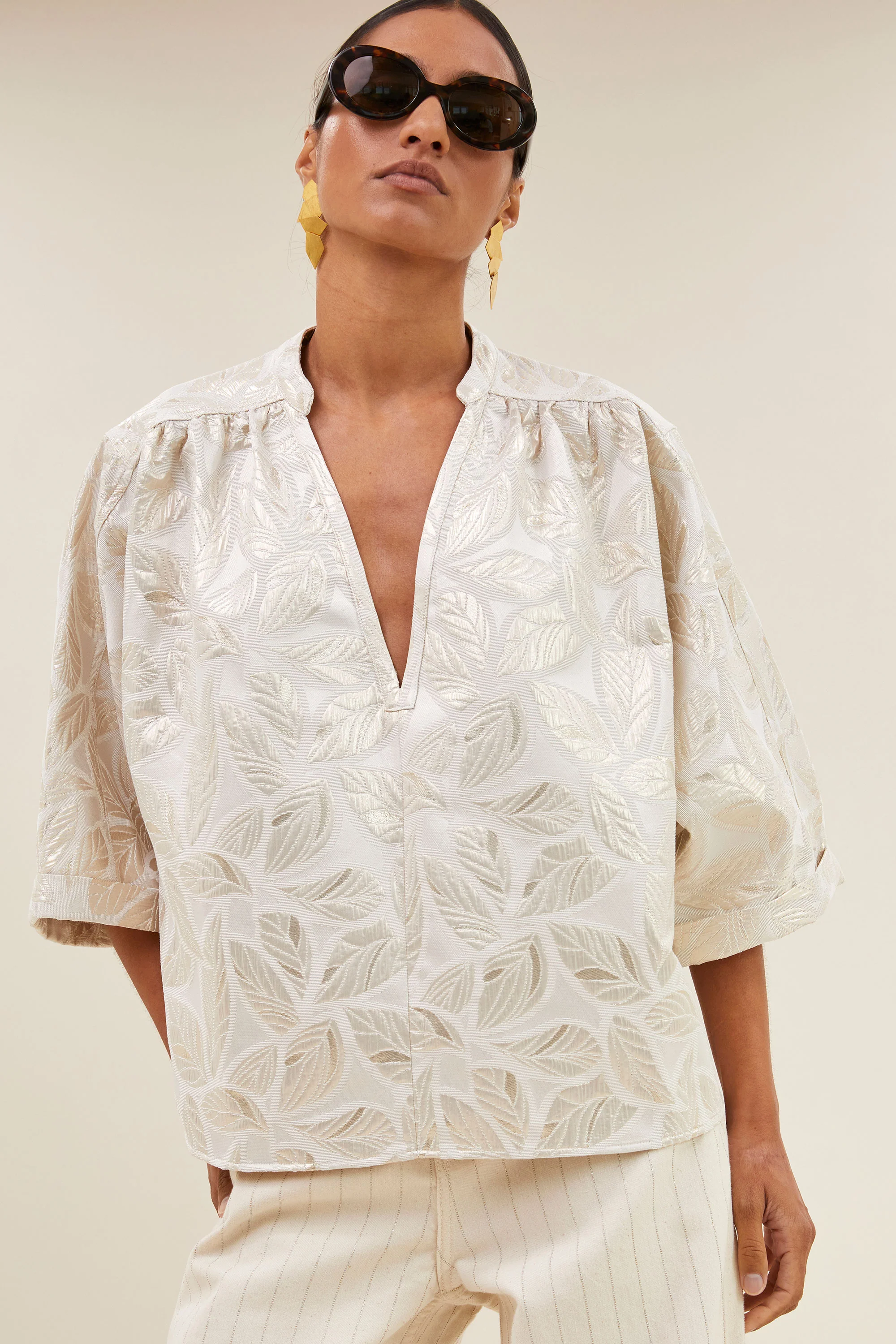 levy jacquard blouse | champagne - Image 3