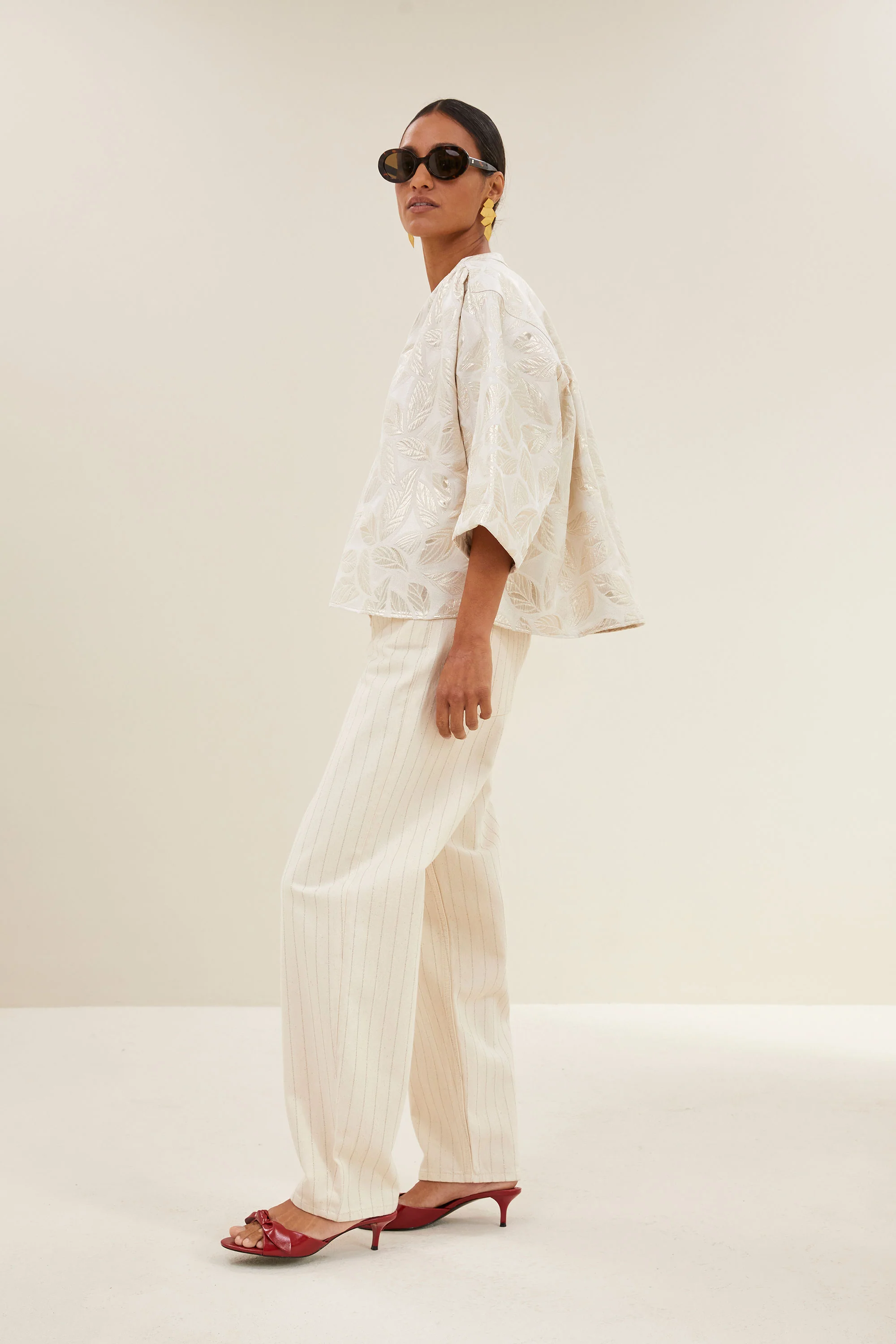 levy jacquard blouse | champagne - Image 4