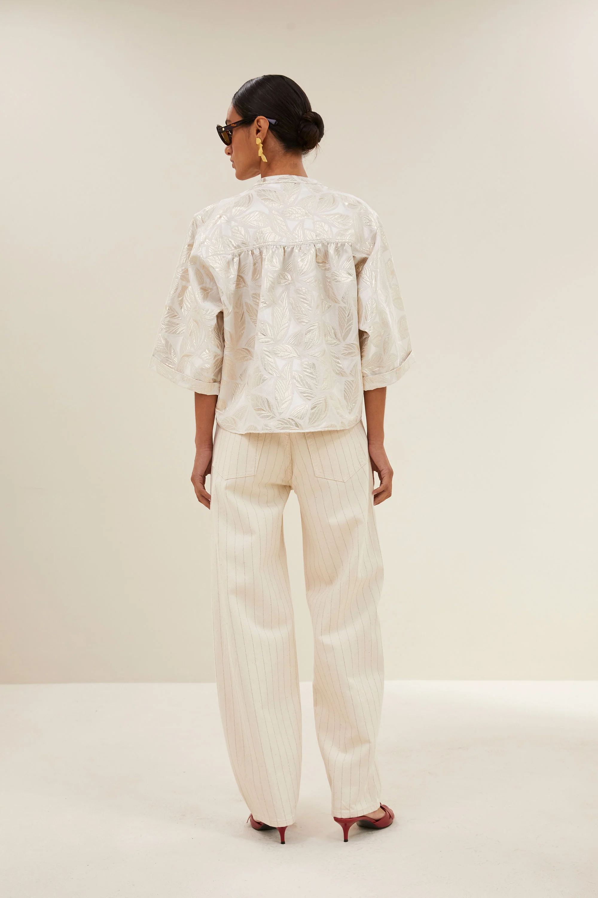 levy jacquard blouse | champagne - Image 5
