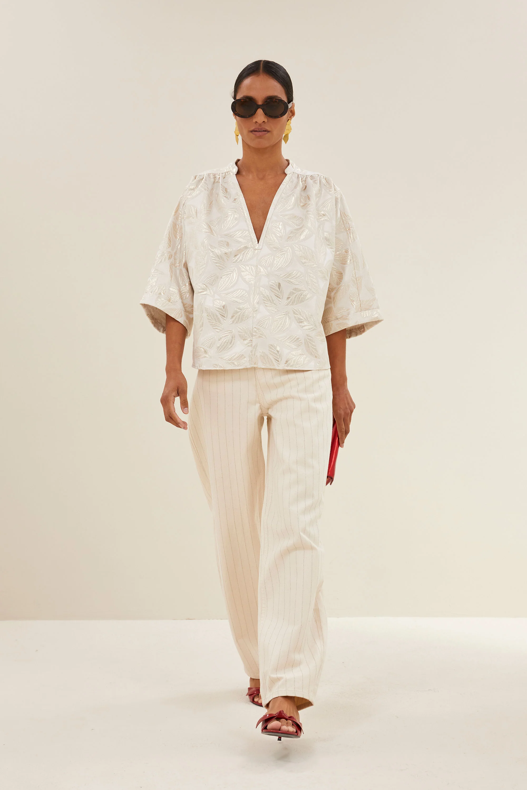 levy jacquard blouse | champagne - Image 6