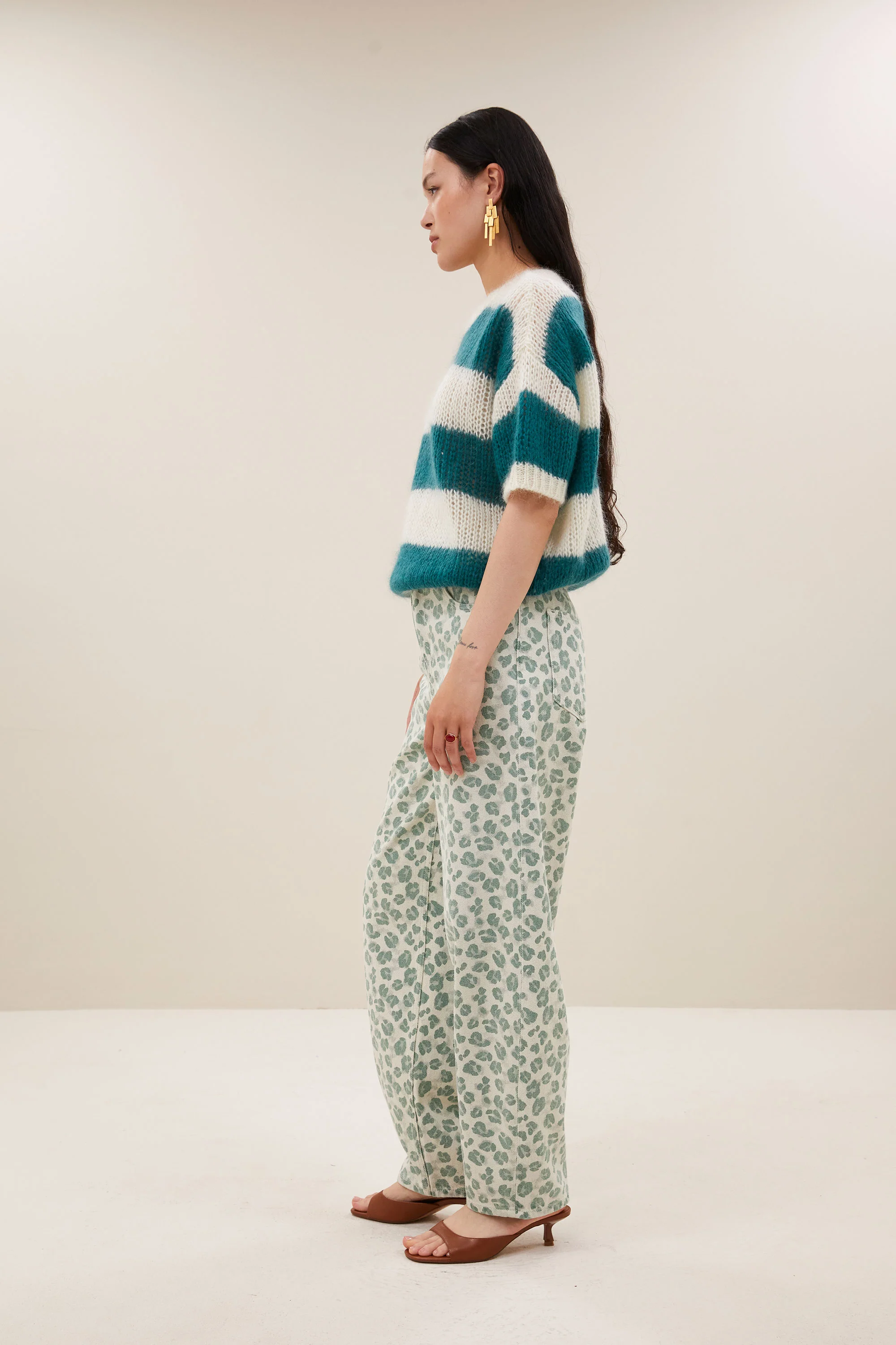 lew green cheetah pants | green cheetah - Image 3