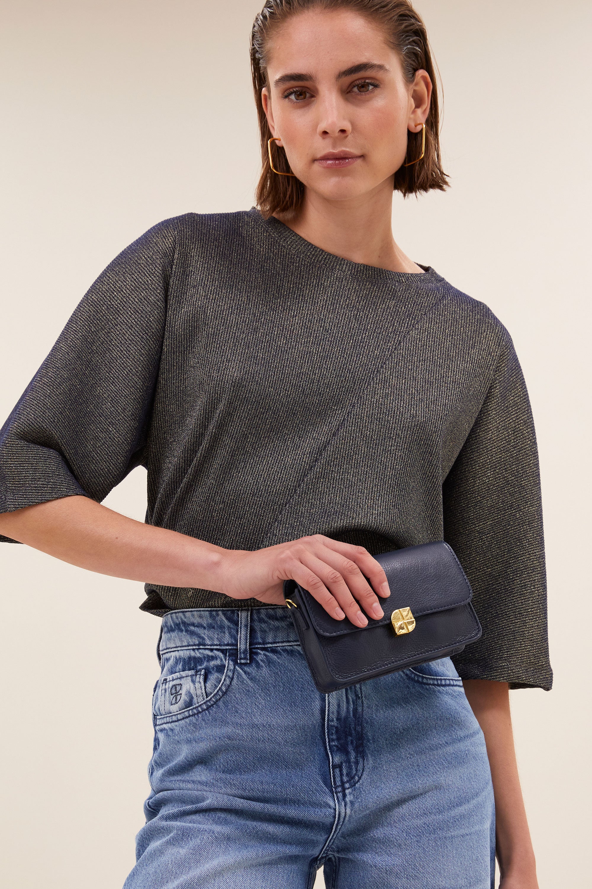 loua leather bag | navy blue - Image 3