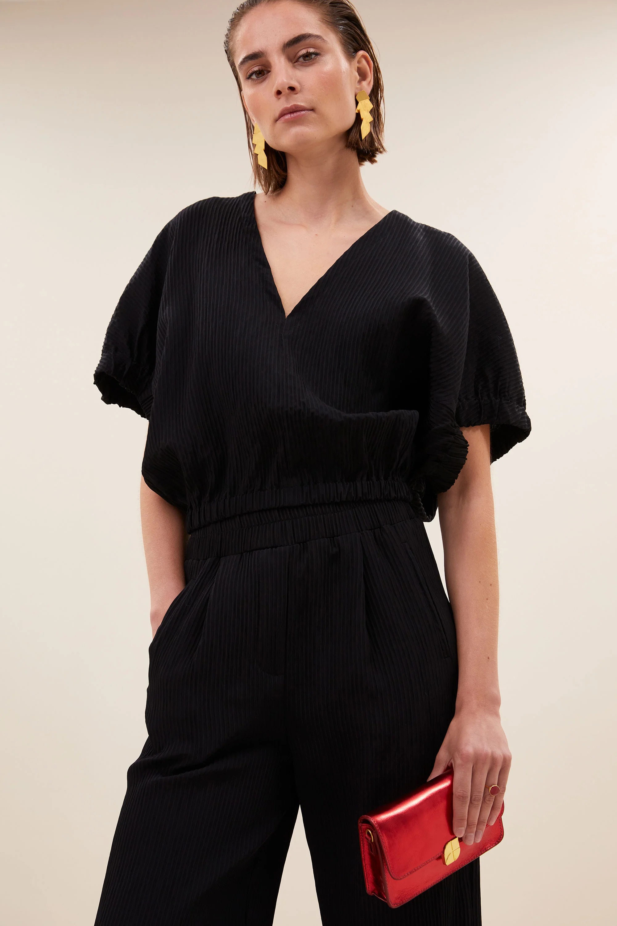 mabel structure stripe blouse | jet black - Image 3