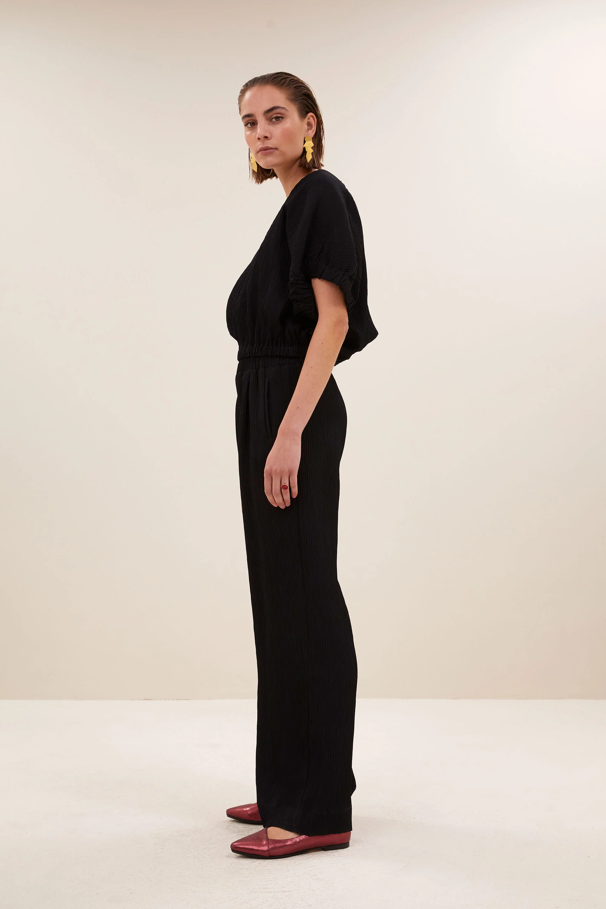 mabel structure stripe blouse | jet black - Image 4