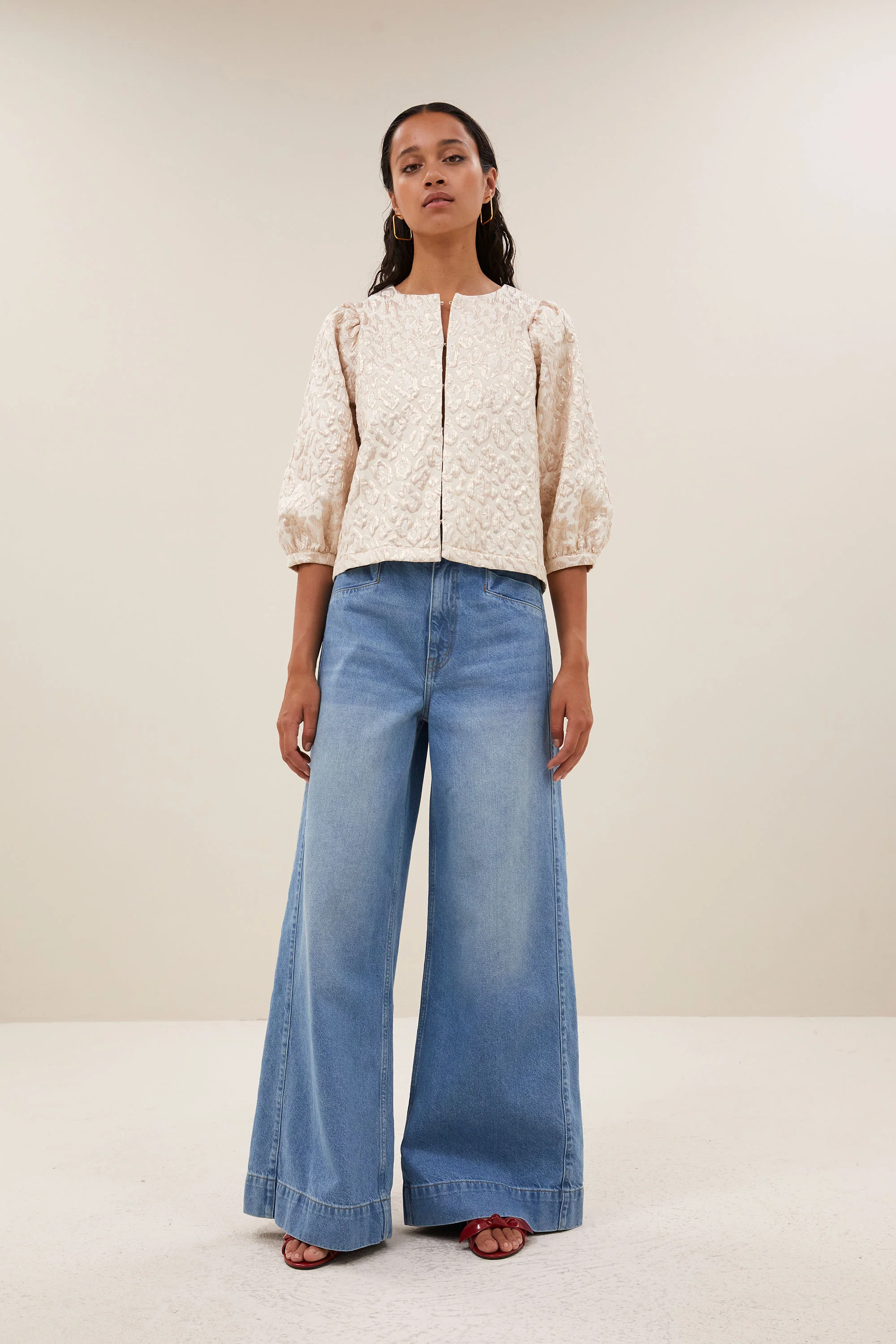 mauri sparkle cheetah blouse | champagne - Image 3