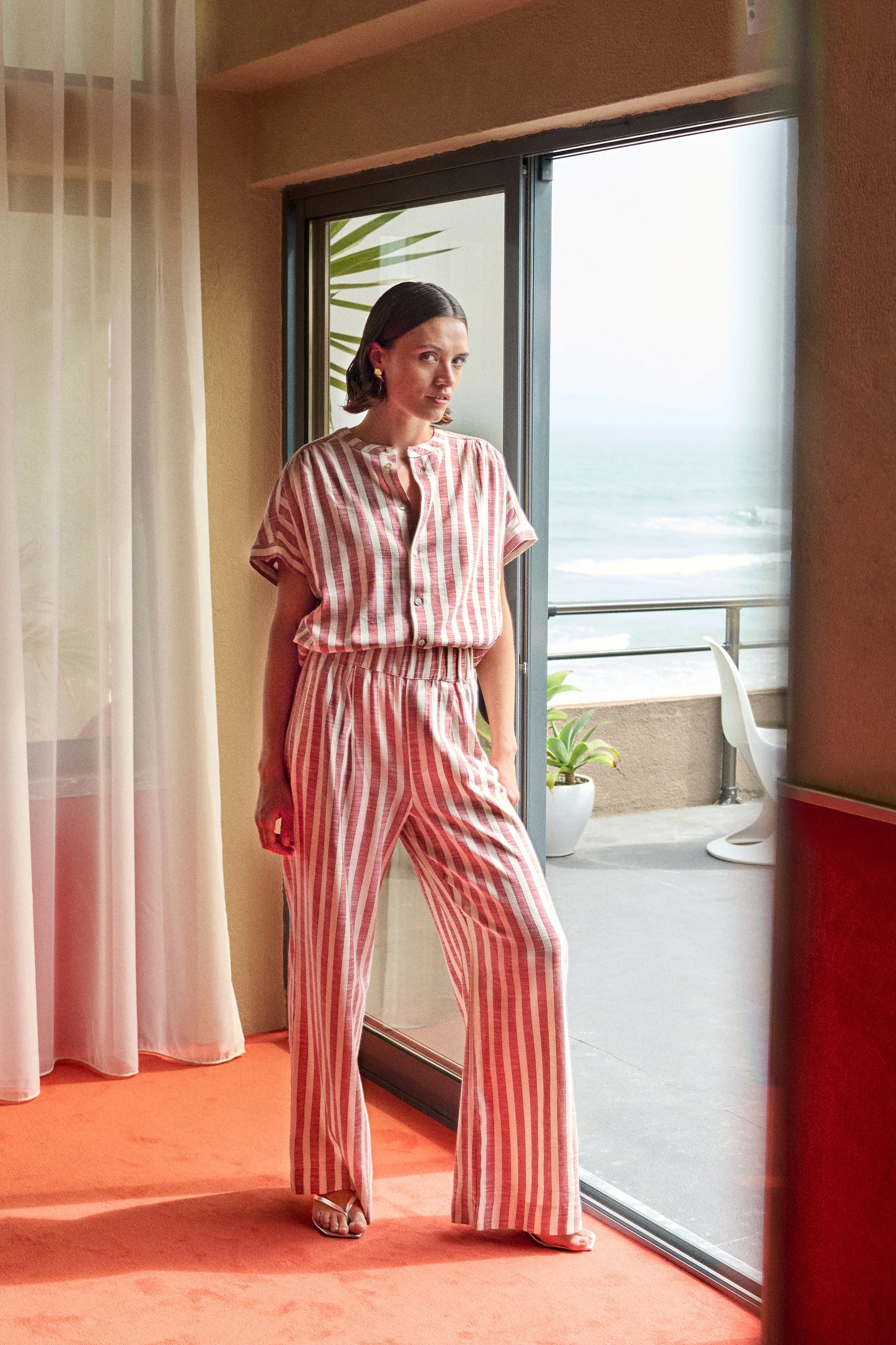 minte wide stripe blouse | red stripe - Image 3