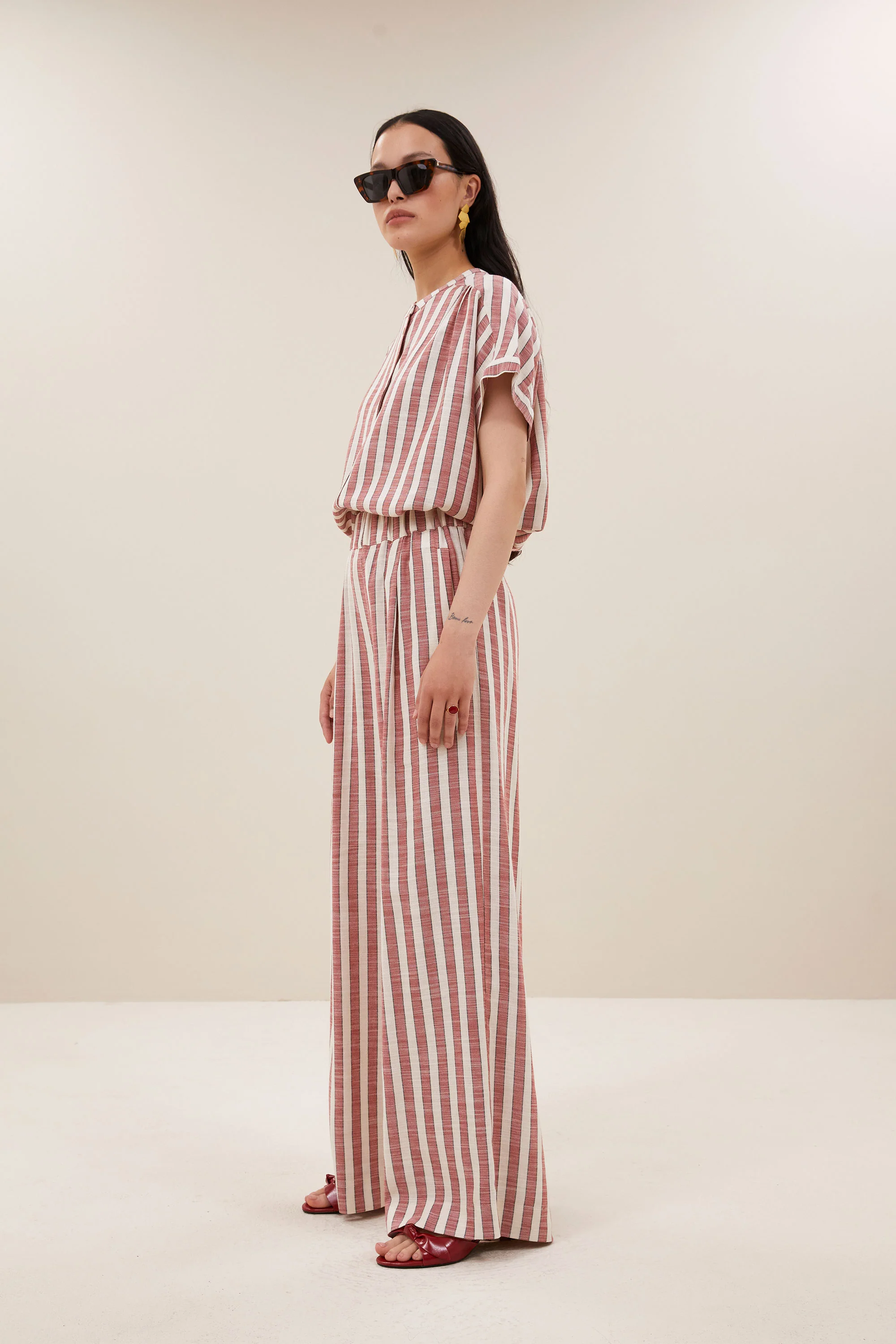 minte wide stripe blouse | red stripe - Image 4