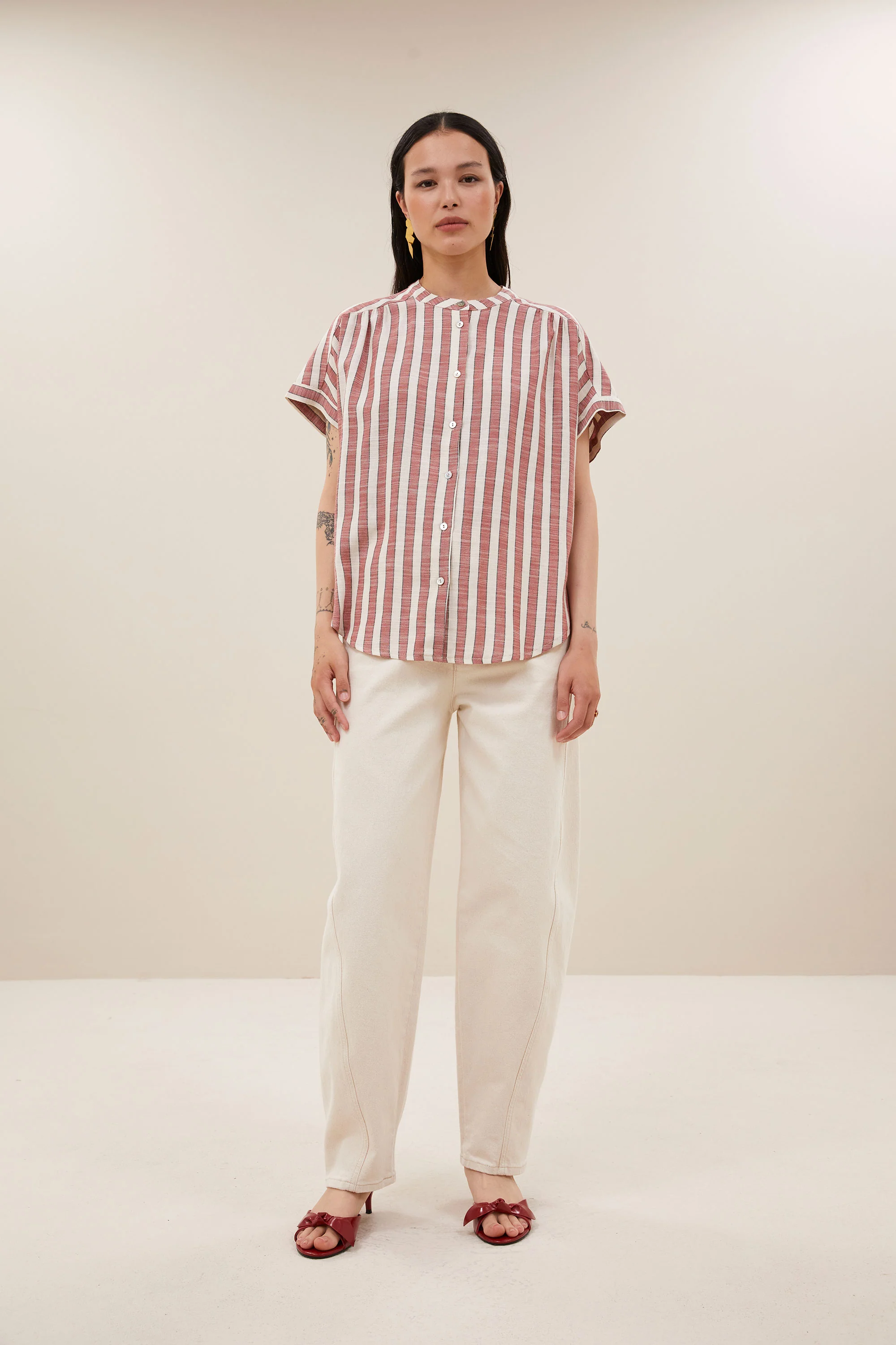 minte wide stripe blouse | red stripe - Image 6