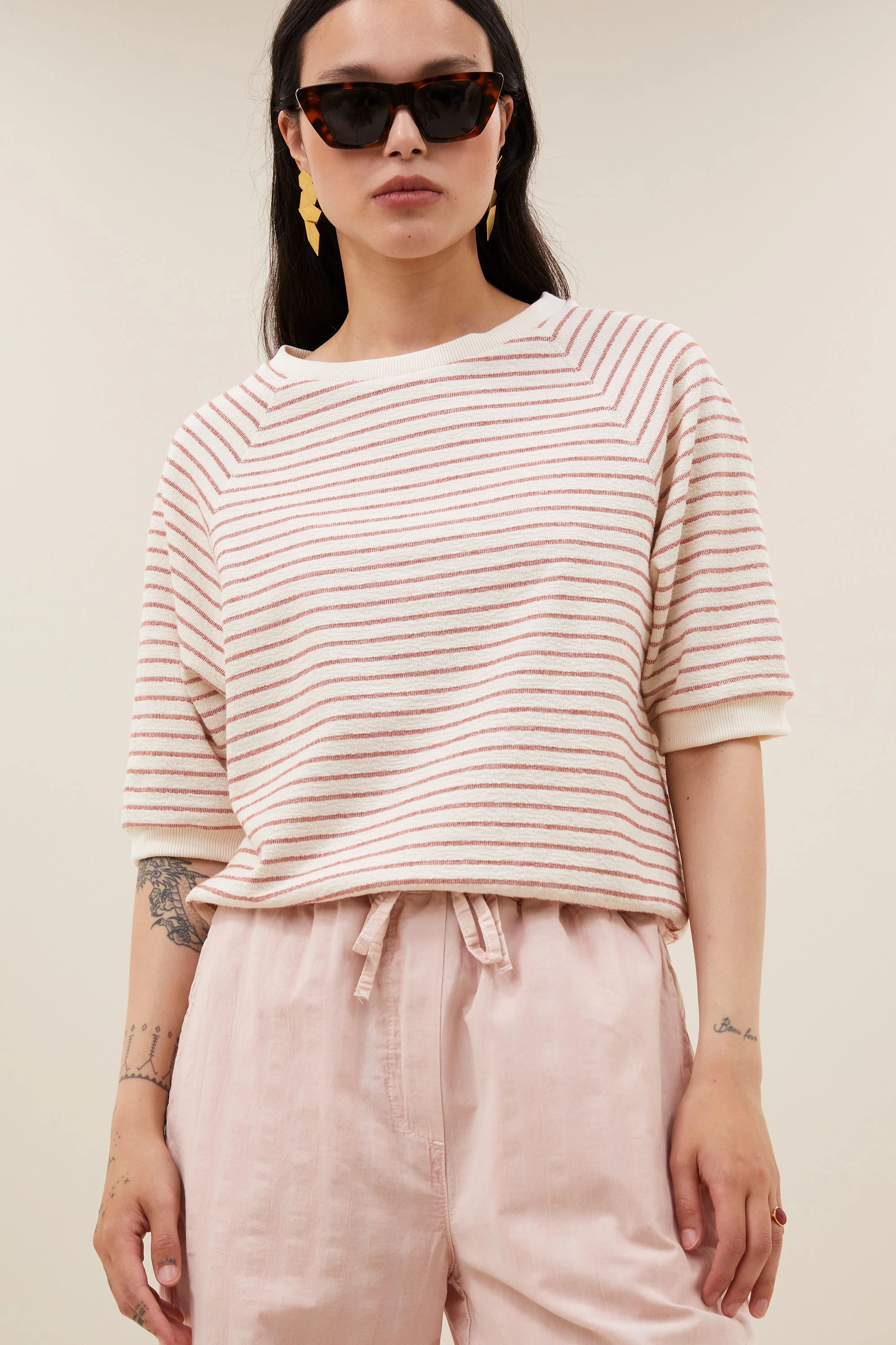 neva heavy jersey stripe top | sunset rose stripe - Image 5