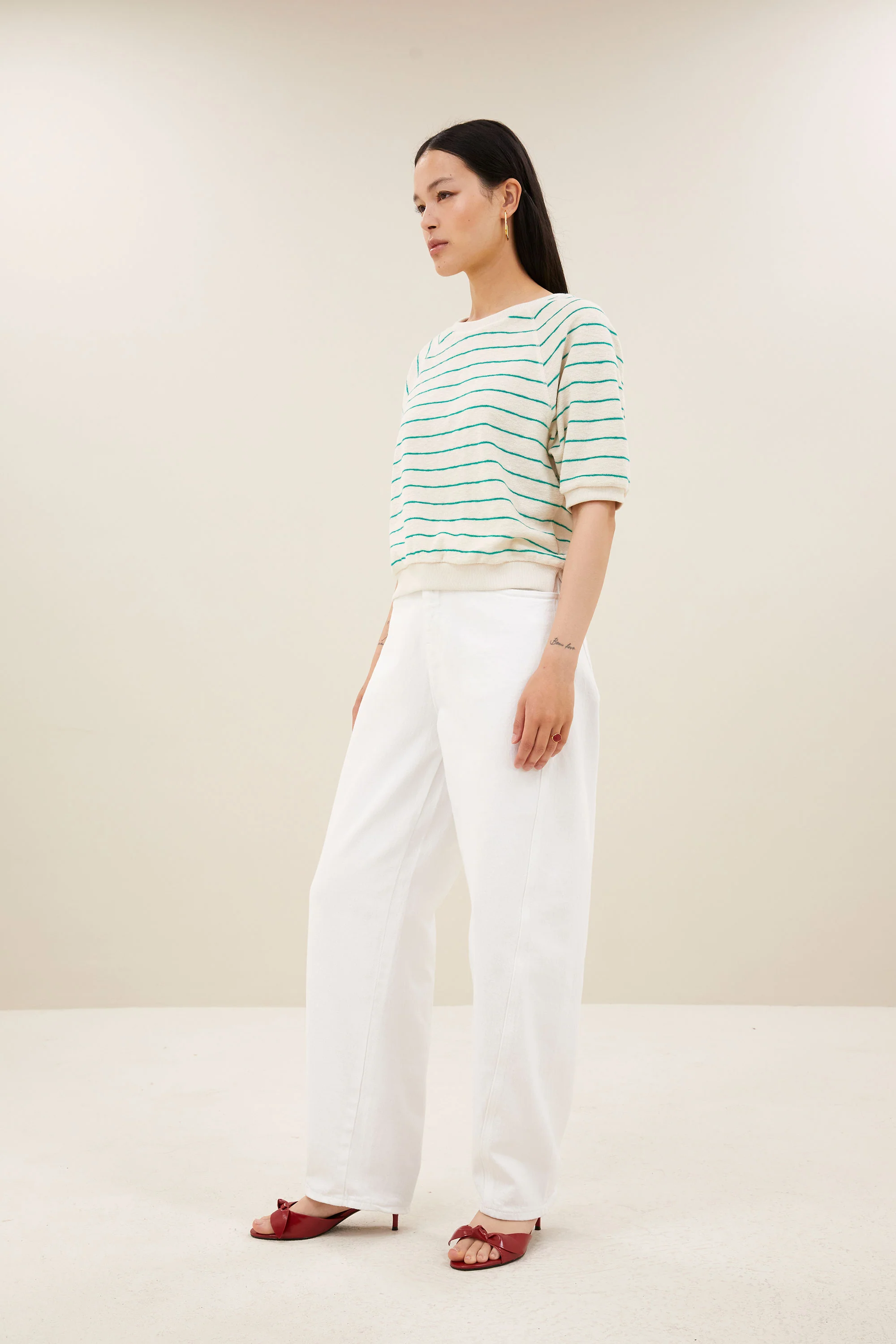 neva slub stripe top | green lake stripe - Image 3