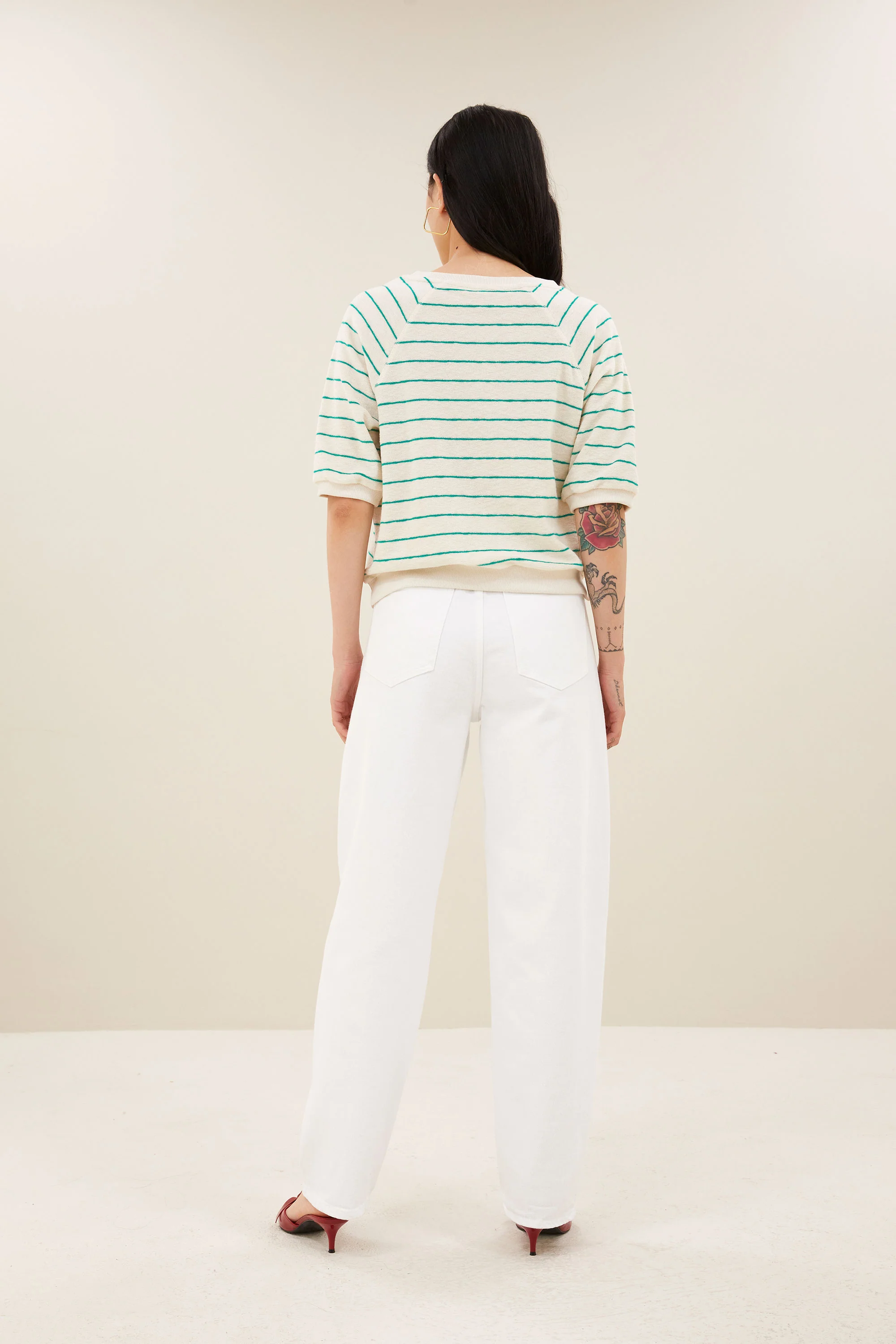 neva slub stripe top | green lake stripe - Image 4