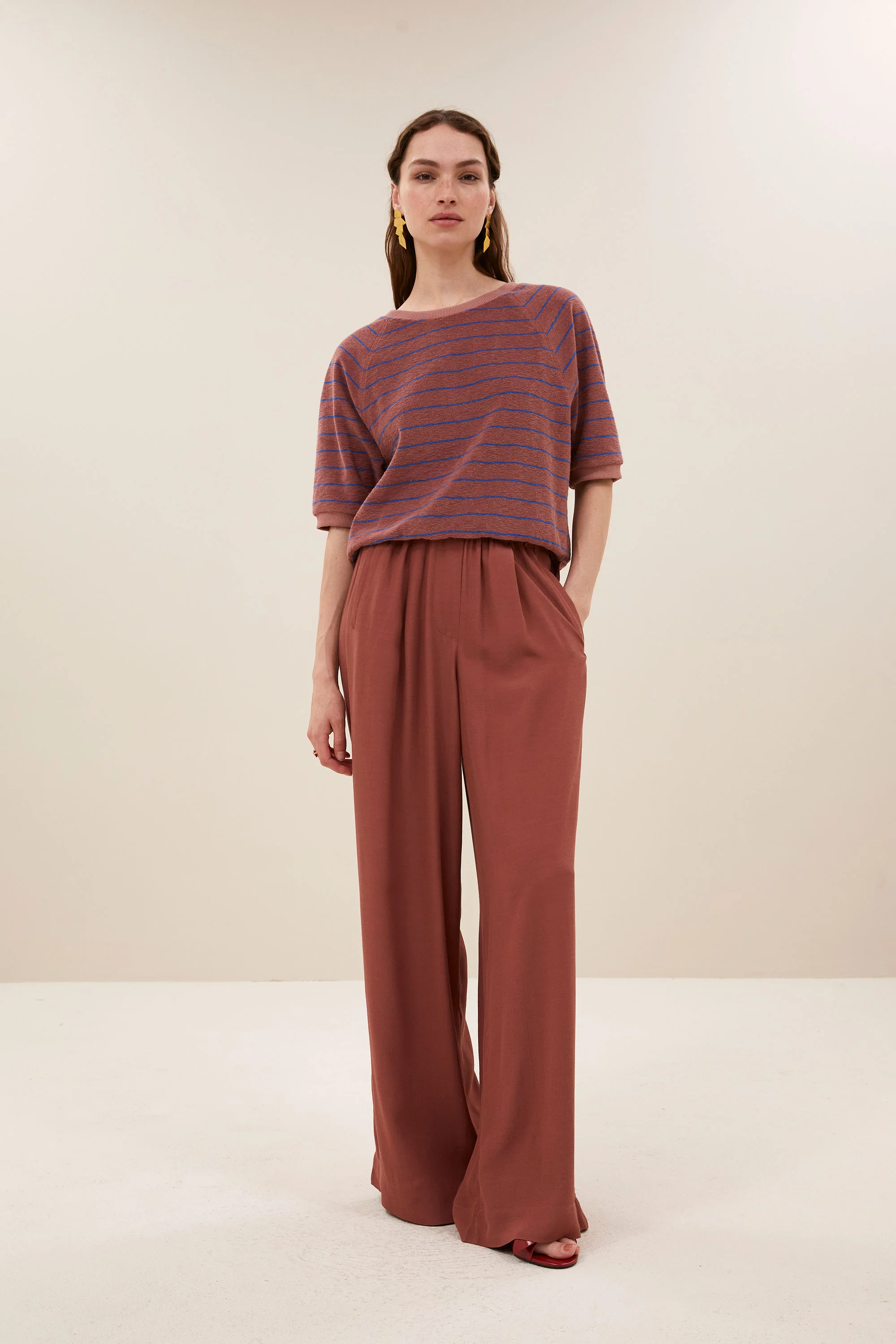 neva slub stripe top | withered rose stripe - Image 3