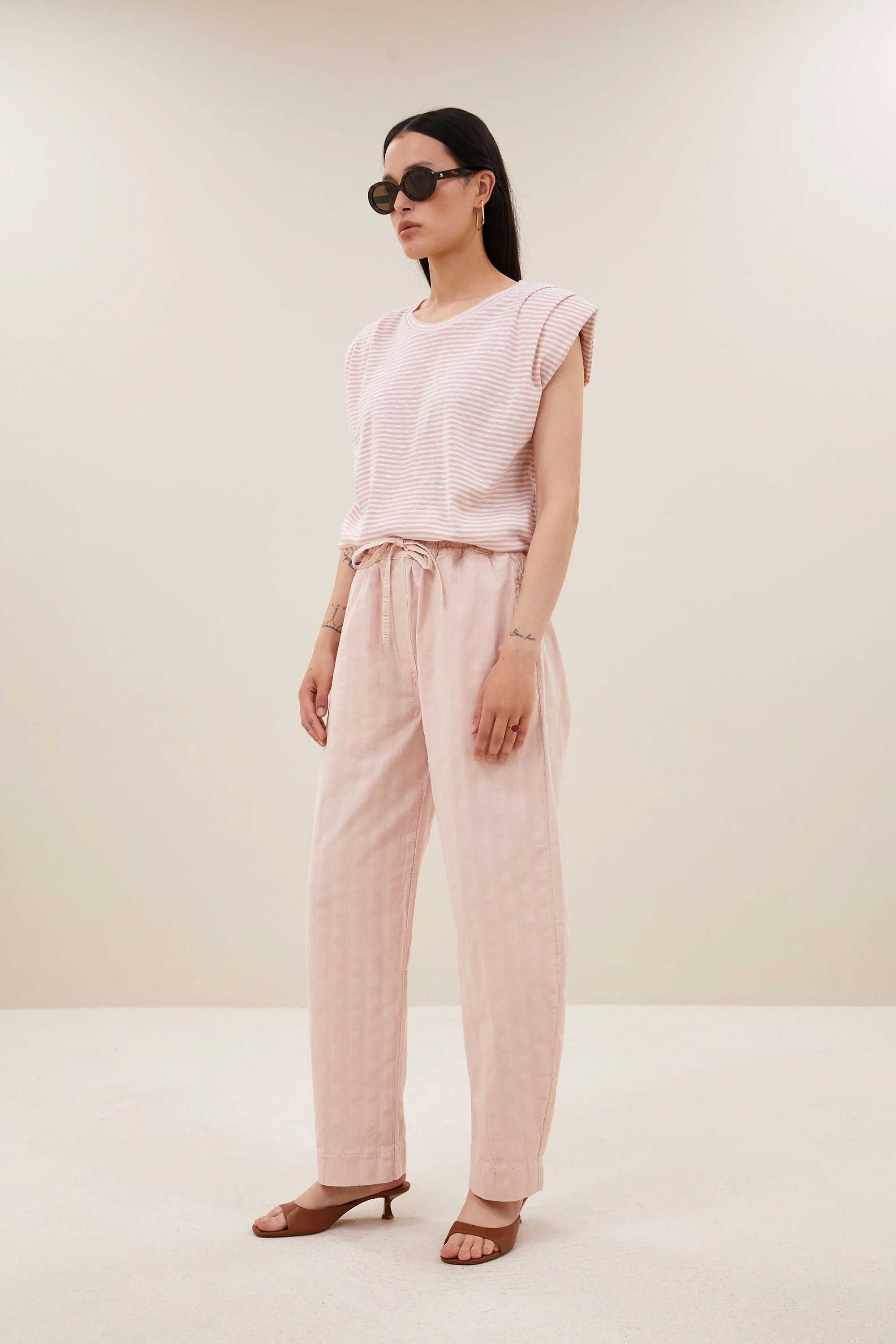 nilou flame stripe top | light rose stripe - Image 3